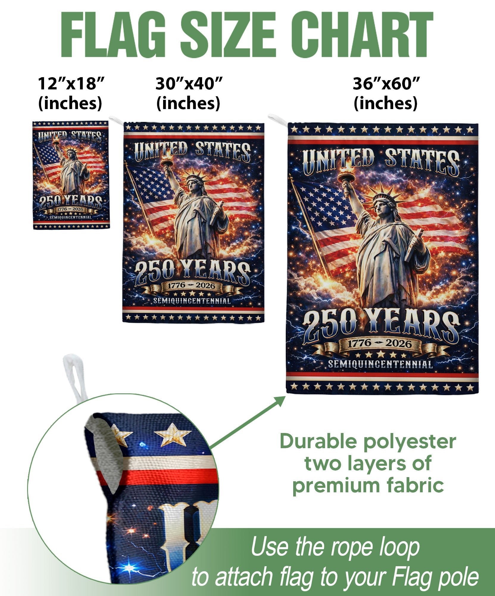 USA 250th Anniversary House Flag 1776-2026 – Statue of Liberty Patriotic Double Sided House Yard Decor - Rust Field Wear