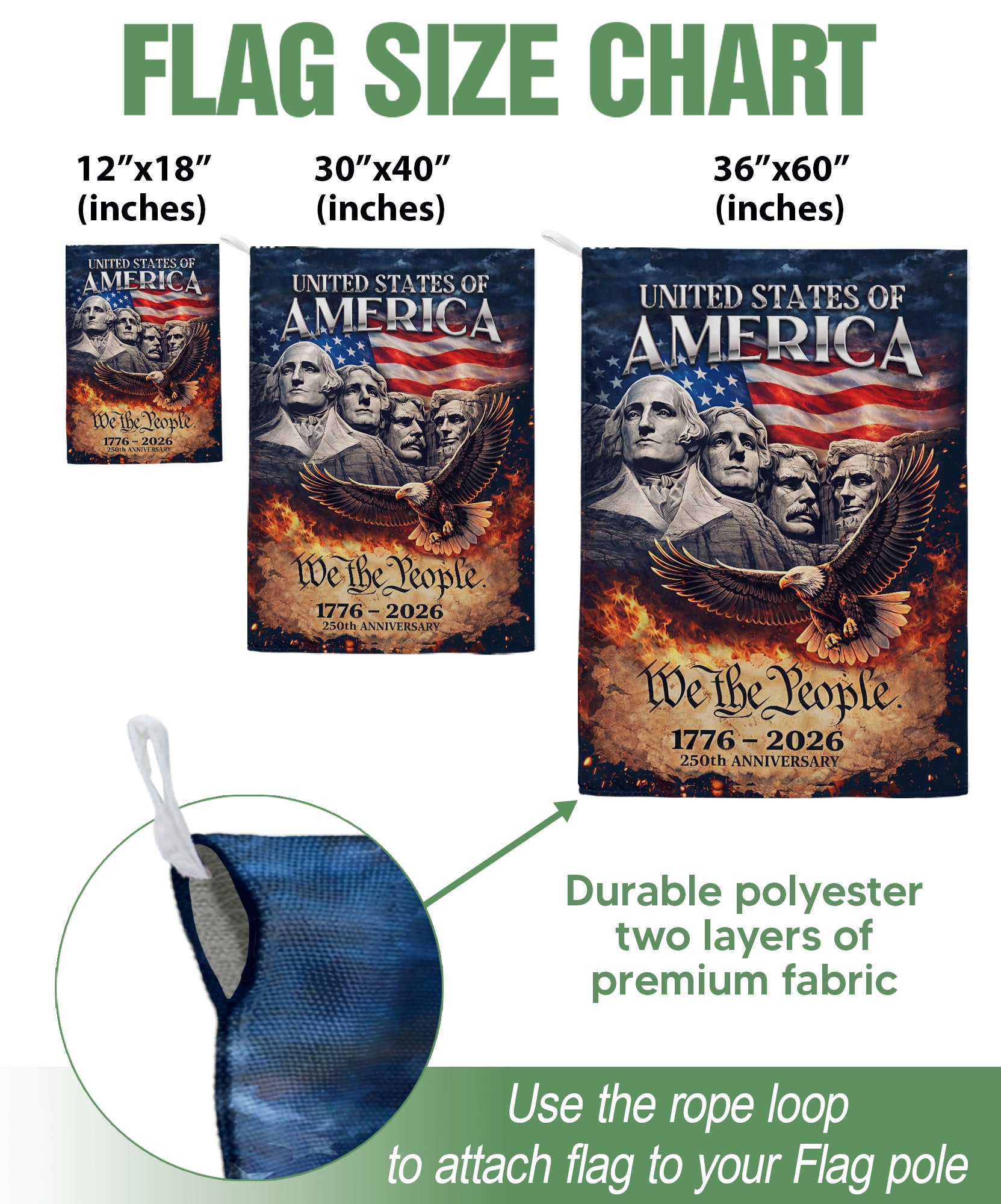USA 250th Anniversary Flag 1776-2026 – 250 Year American Anniversary Patriotic Garden Flag Outdoor Yard Decoration