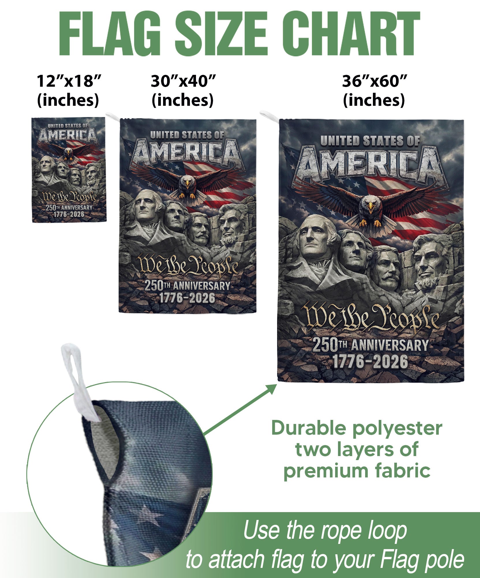 USA 250th Anniversary House Flag 1776–2026 – American Flag 250 Year Anniversary Patriotic Eagle We The People Outdoor Yard Decor Flag