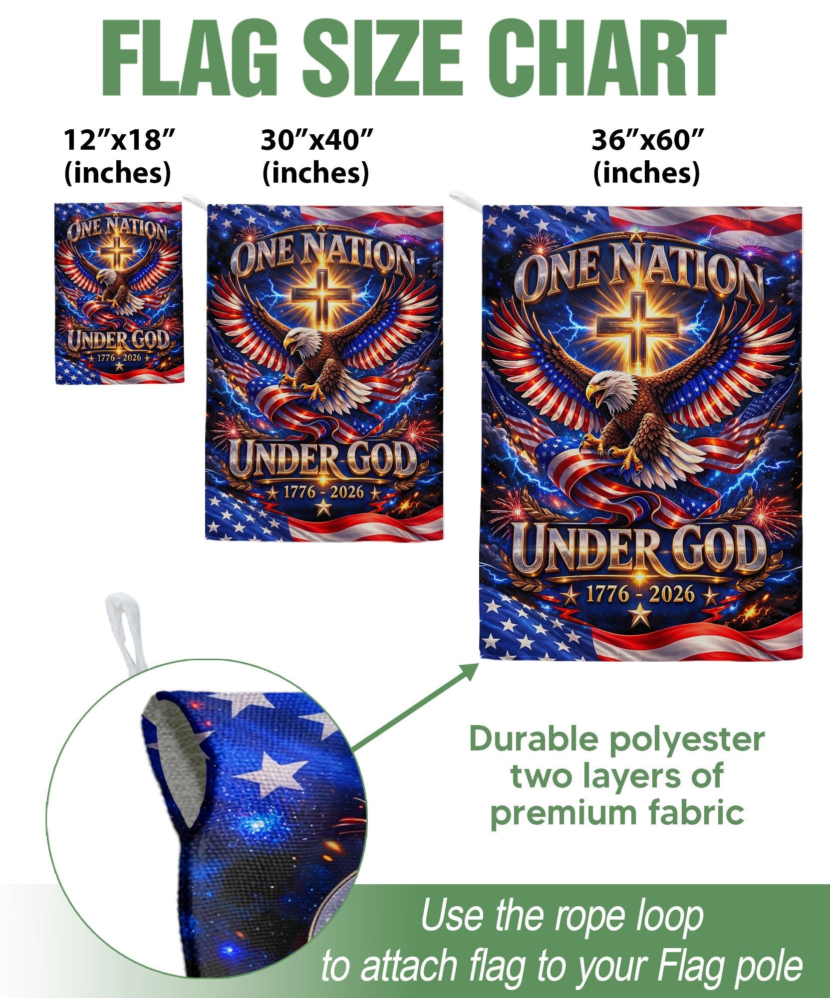 Christian One Nation Under God 250th Anniversary USA Garden Flag 1776–2026 Eagle Cross Patriotic Faith Design - Rust Field Wear