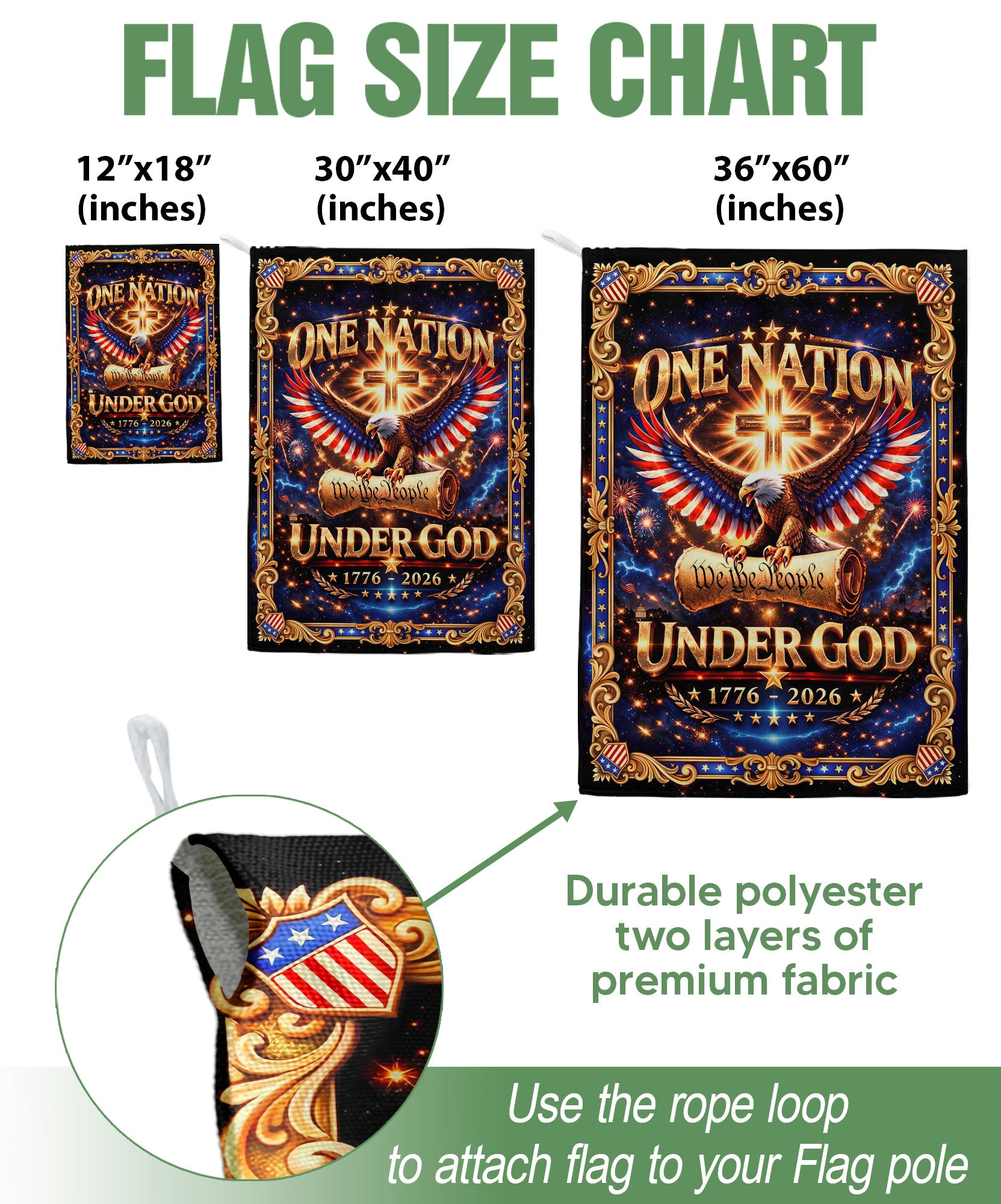Christian We The People Under God 250th Anniversary USA Garden Flag 1776–2026 Eagle Cross Patriotic Banner