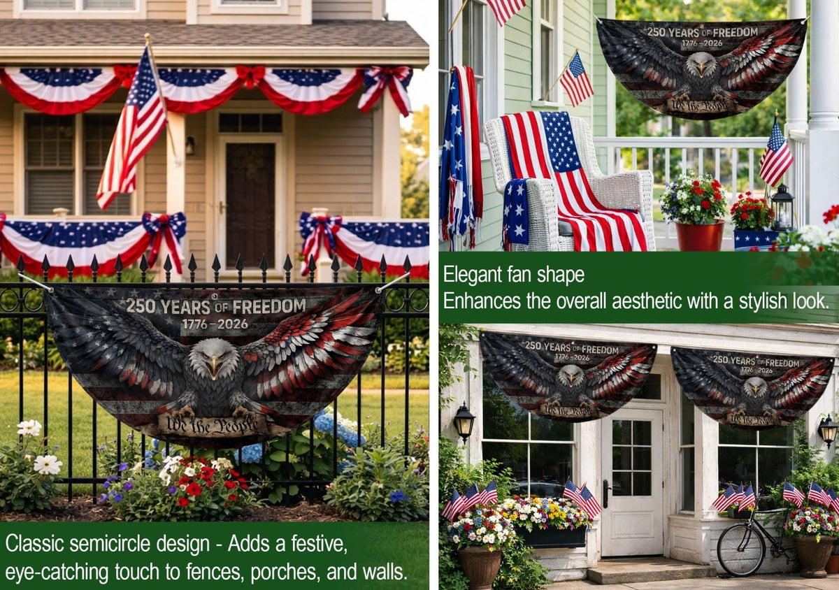 2 PCS American Eagle Fence Flag 1.5x3Ft, 250 Years of Freedom Patriotic Outdoor Banner, 1776–2026 USA 250th Anniversary - Rust Field Wear
