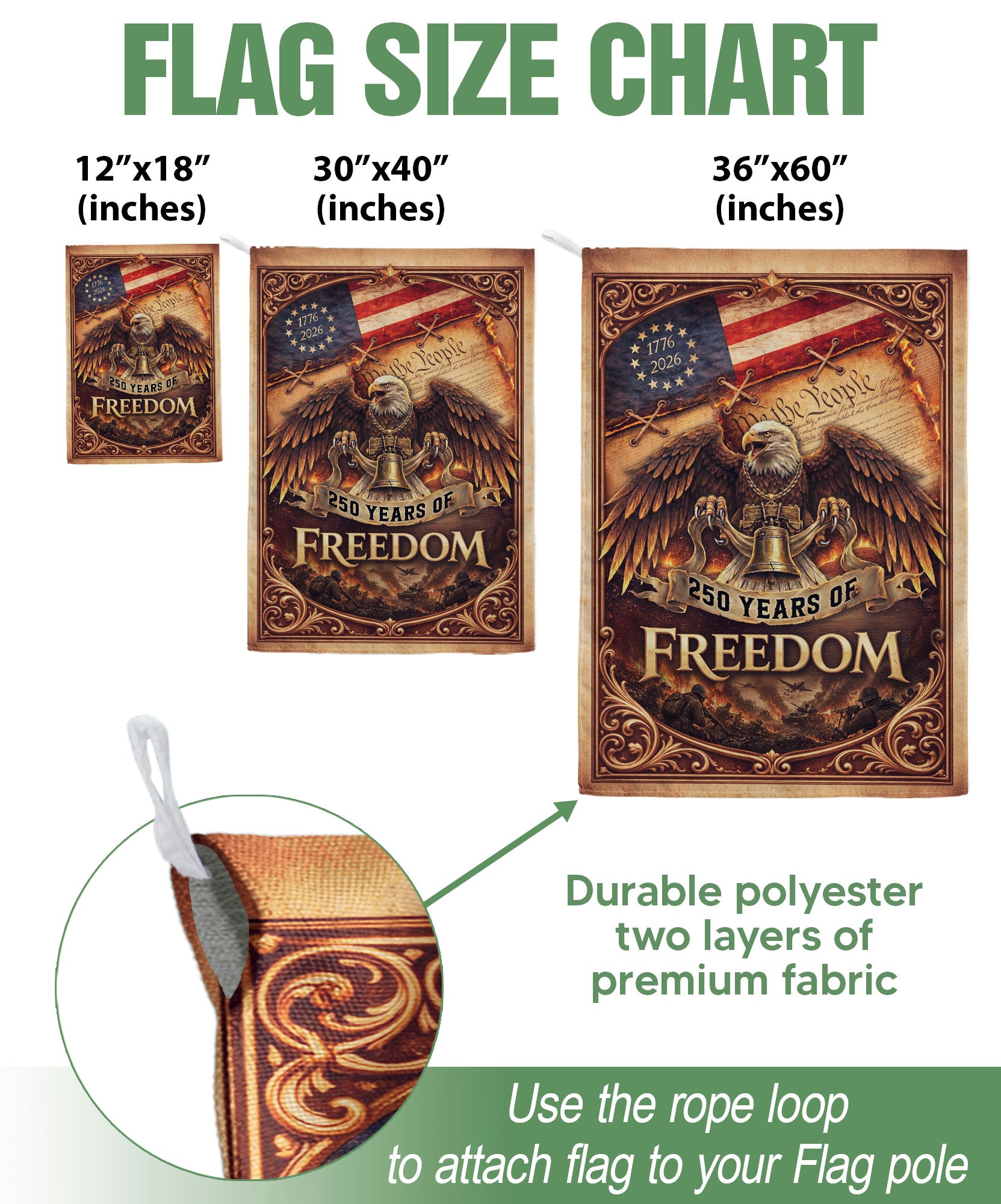 250th Anniversary House Flag 1776-2026 Eagle Freedom Patriotic Outdoor Banner
