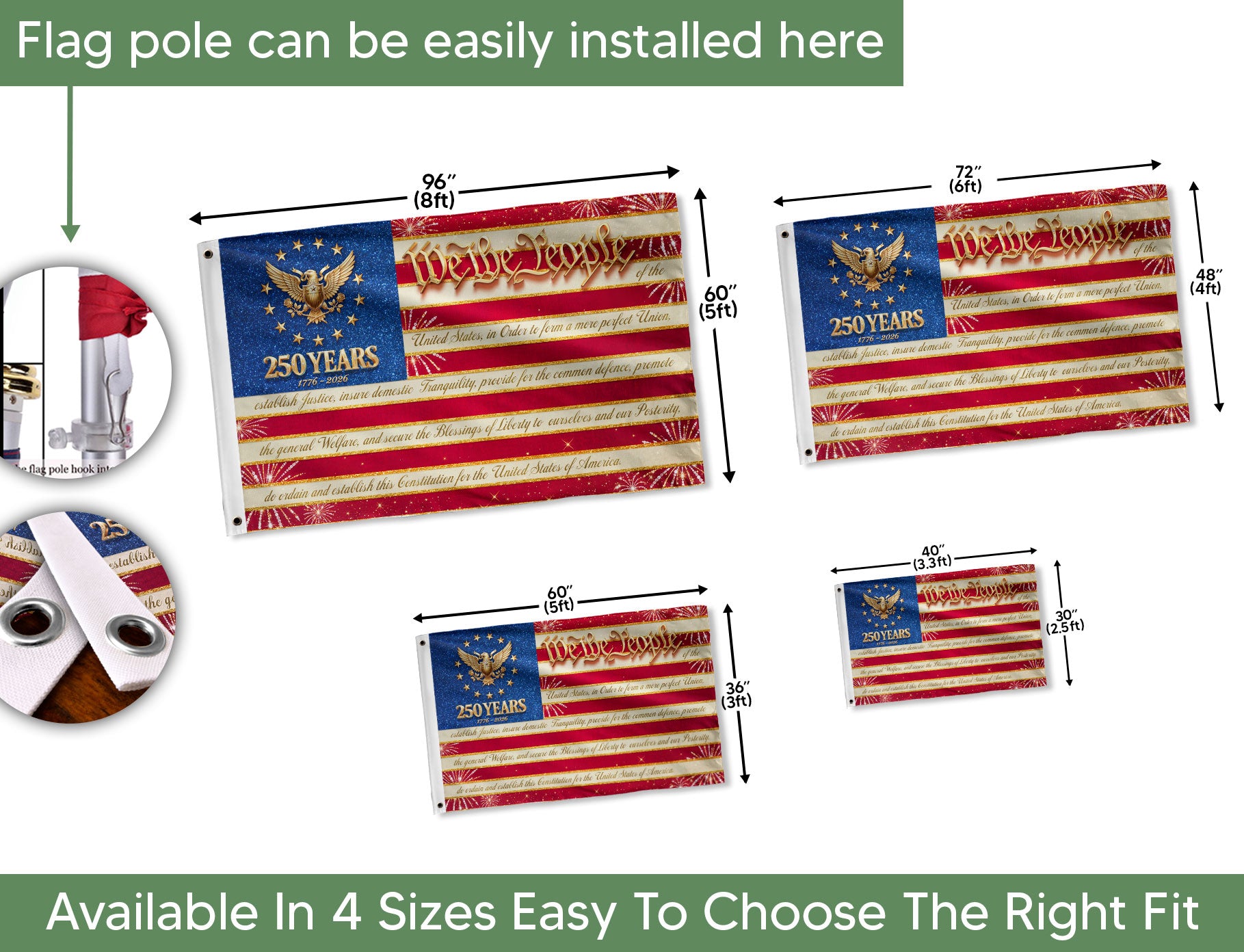 250 Years United States Flag - We The People Patriotic Home Banner 1776-2026
