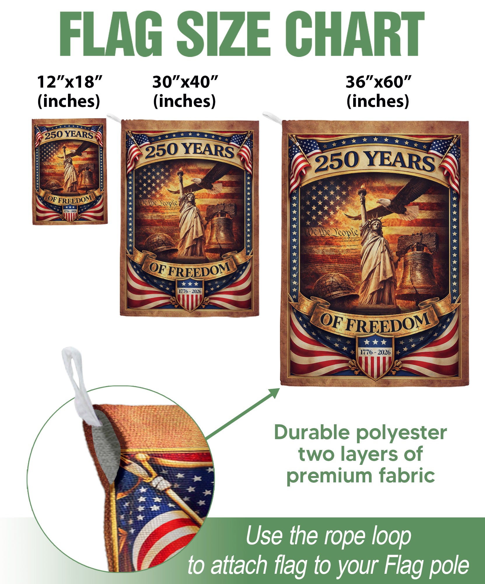 1776-2026 Anniversary Garden Flag 250 Years of Freedom Patriotic Yard Decor