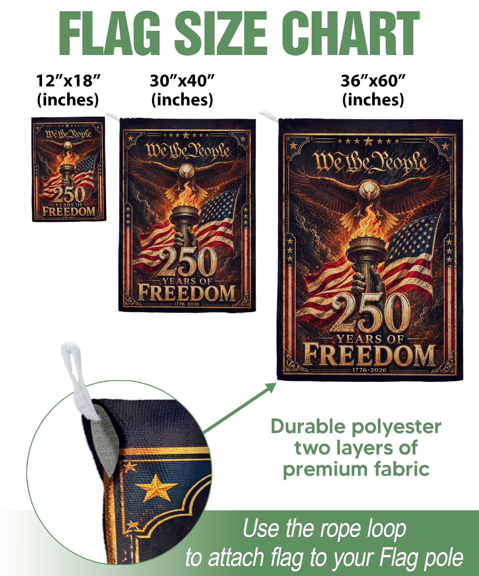 USA 250th Anniversary Garden Flag - Majestic Eagle & Liberty Torch Outdoor Yard Banner
