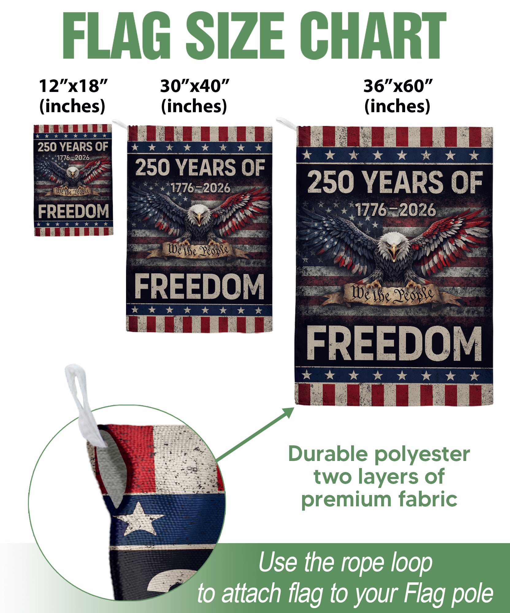 250 Years of Freedom House Flag We The People Eagle 1776-2026 Patriotic 250th Anniversary USA Flag - Rust Field Wear