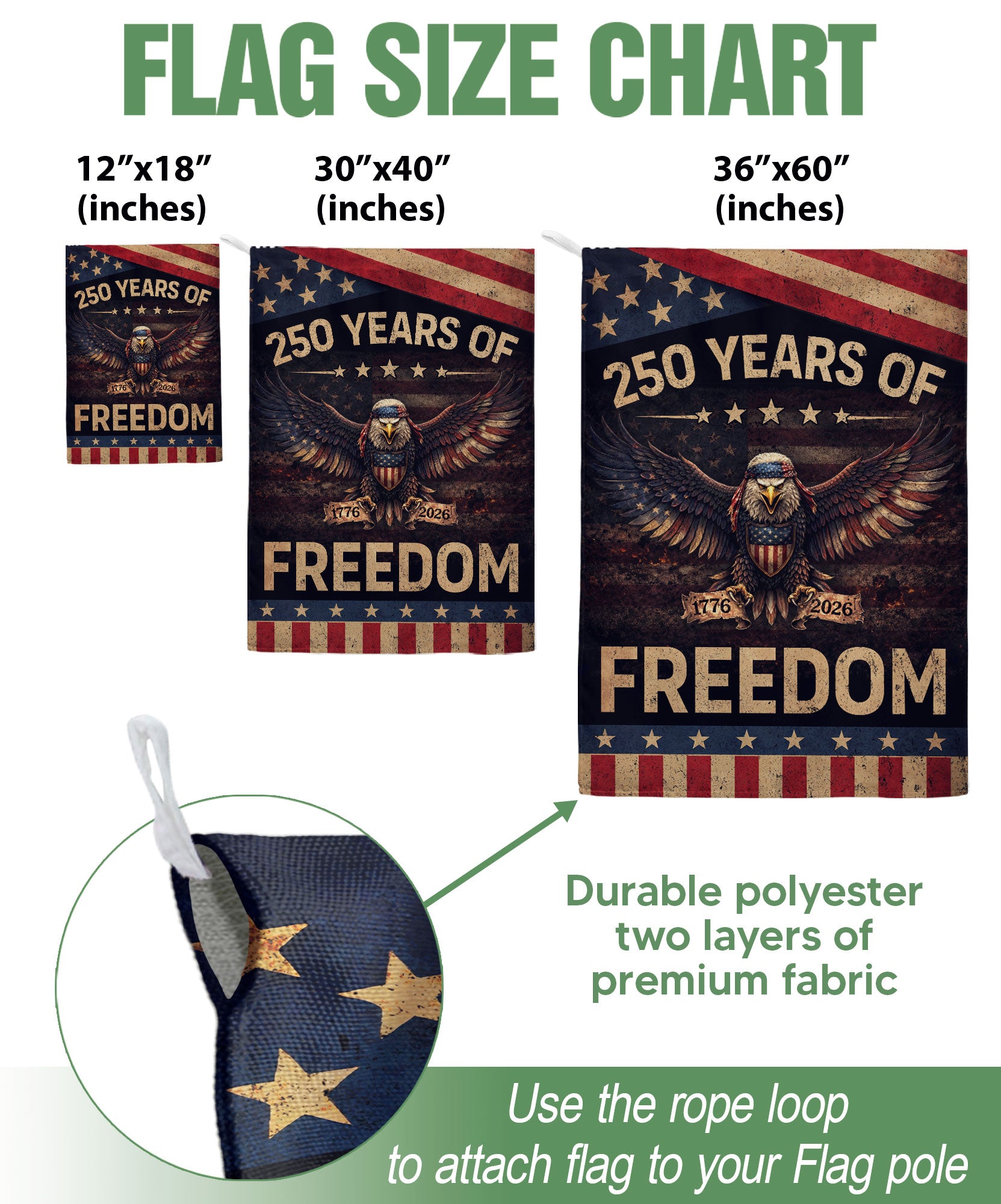 250 Years of Freedom Garden Flag Patriotic Eagle 1776-2026 Vintage 250th Anniversary USA Flag - Rust Field Wear