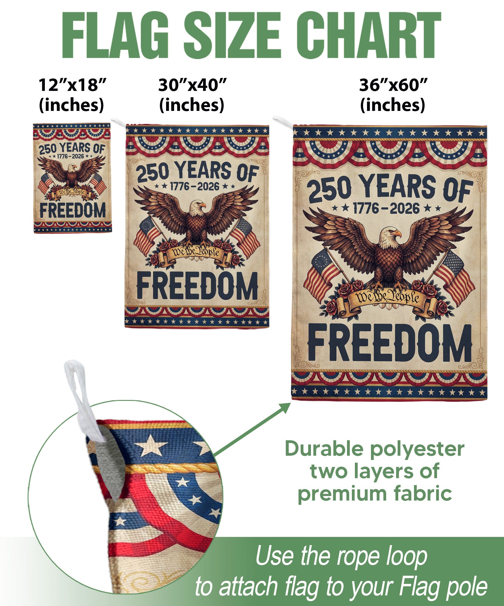 250 Years Freedom House Flag We The People Eagle 1776-2026 Patriotic USA 250th Anniversary Flag