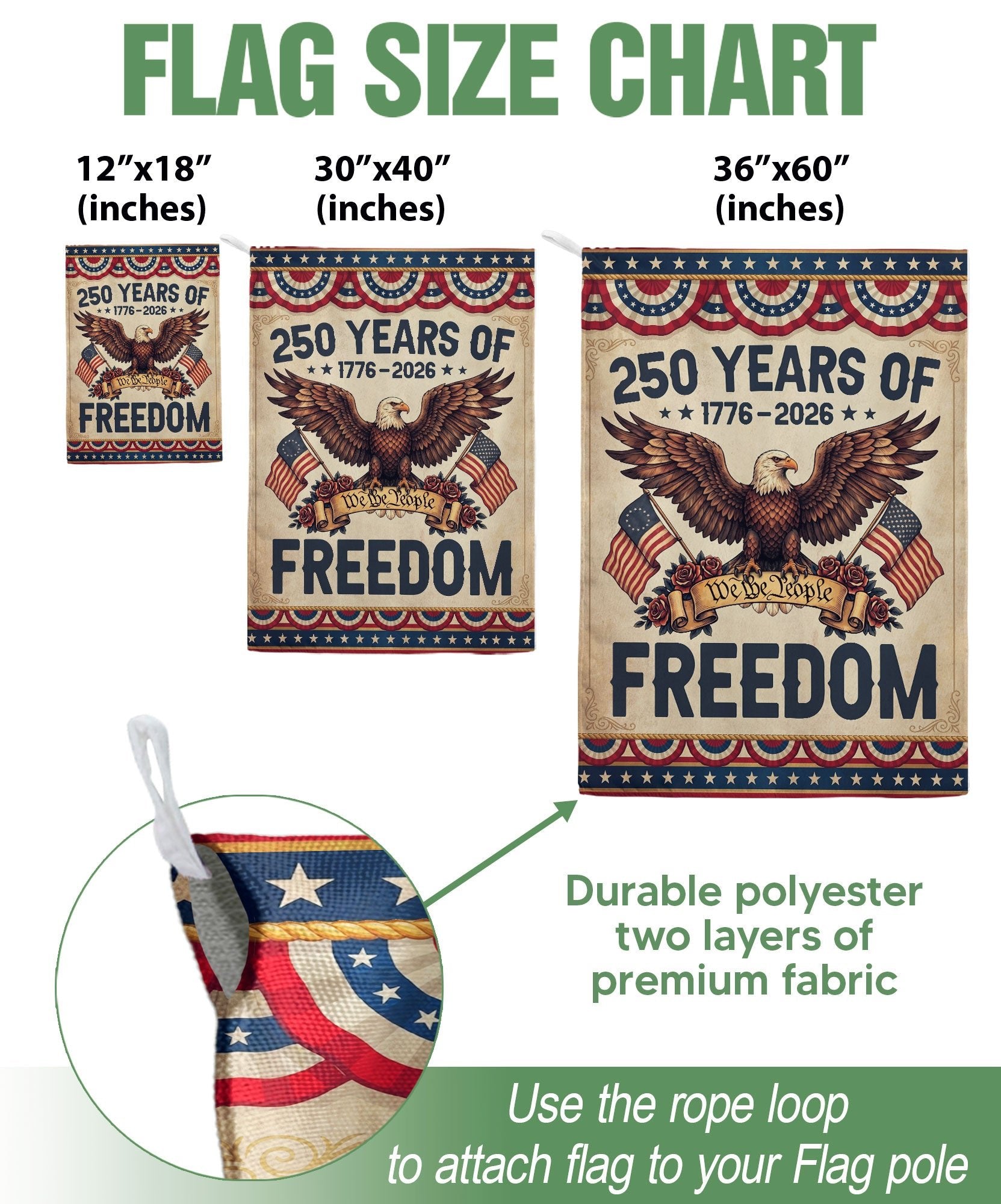 250 Years Freedom House Flag We The People Eagle 1776-2026 Patriotic USA 250th Anniversary Flag - Rust Field Wear