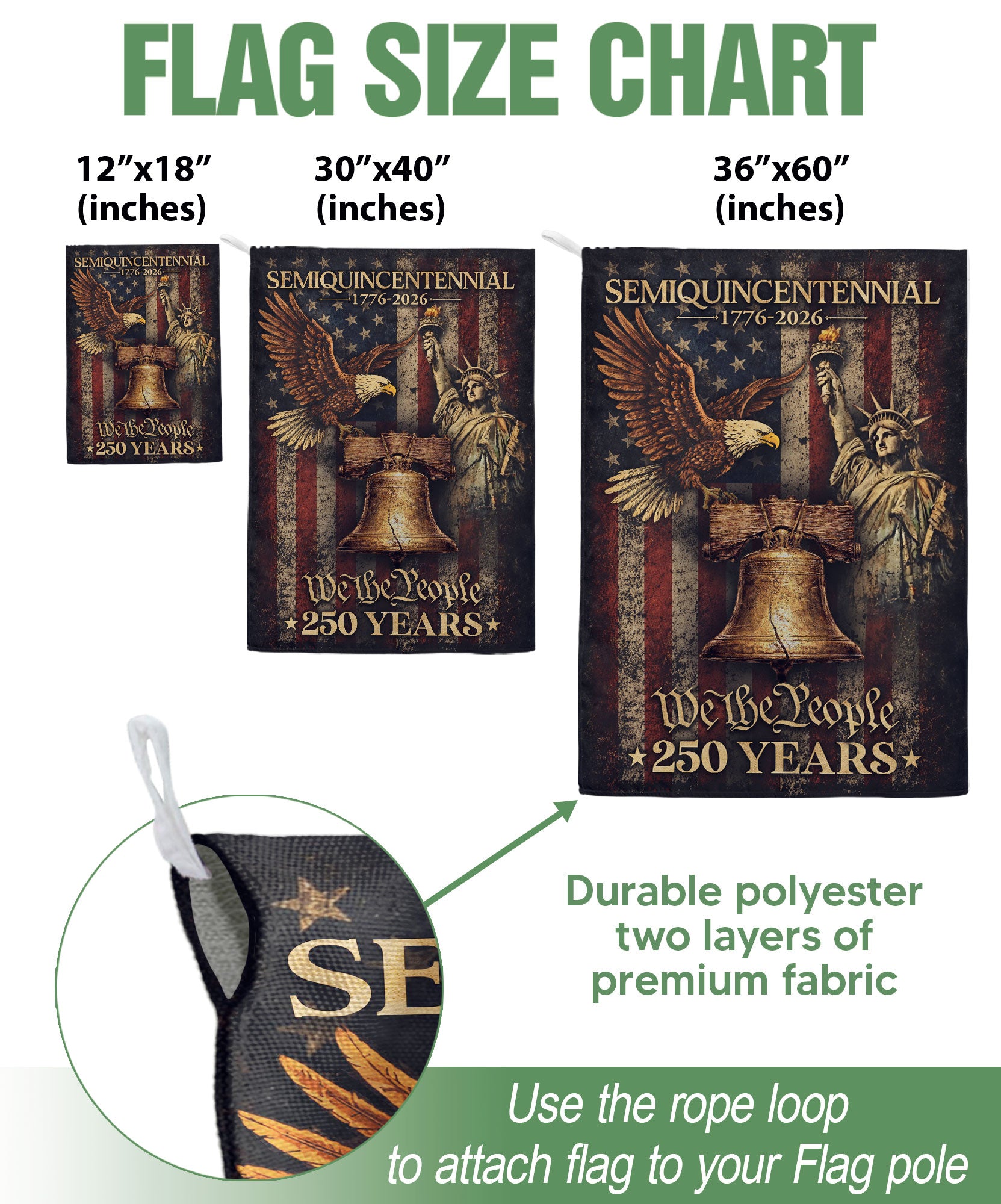 250 Years of Freedom Garden Flag - Liberty Bell & We The People Patriotic Home Decor - Rust Field Wear