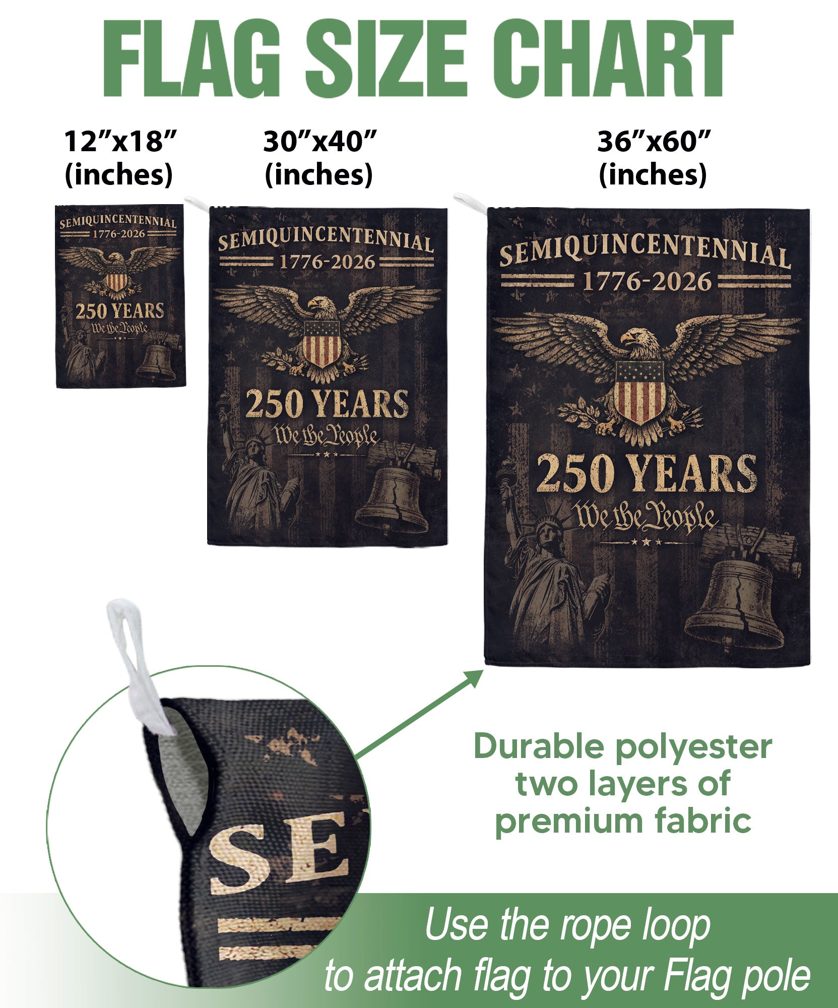 250th Anniversary United States Garden Flag - Liberty Bell & Eagle Patriotic Banner Decor - Rust Field Wear