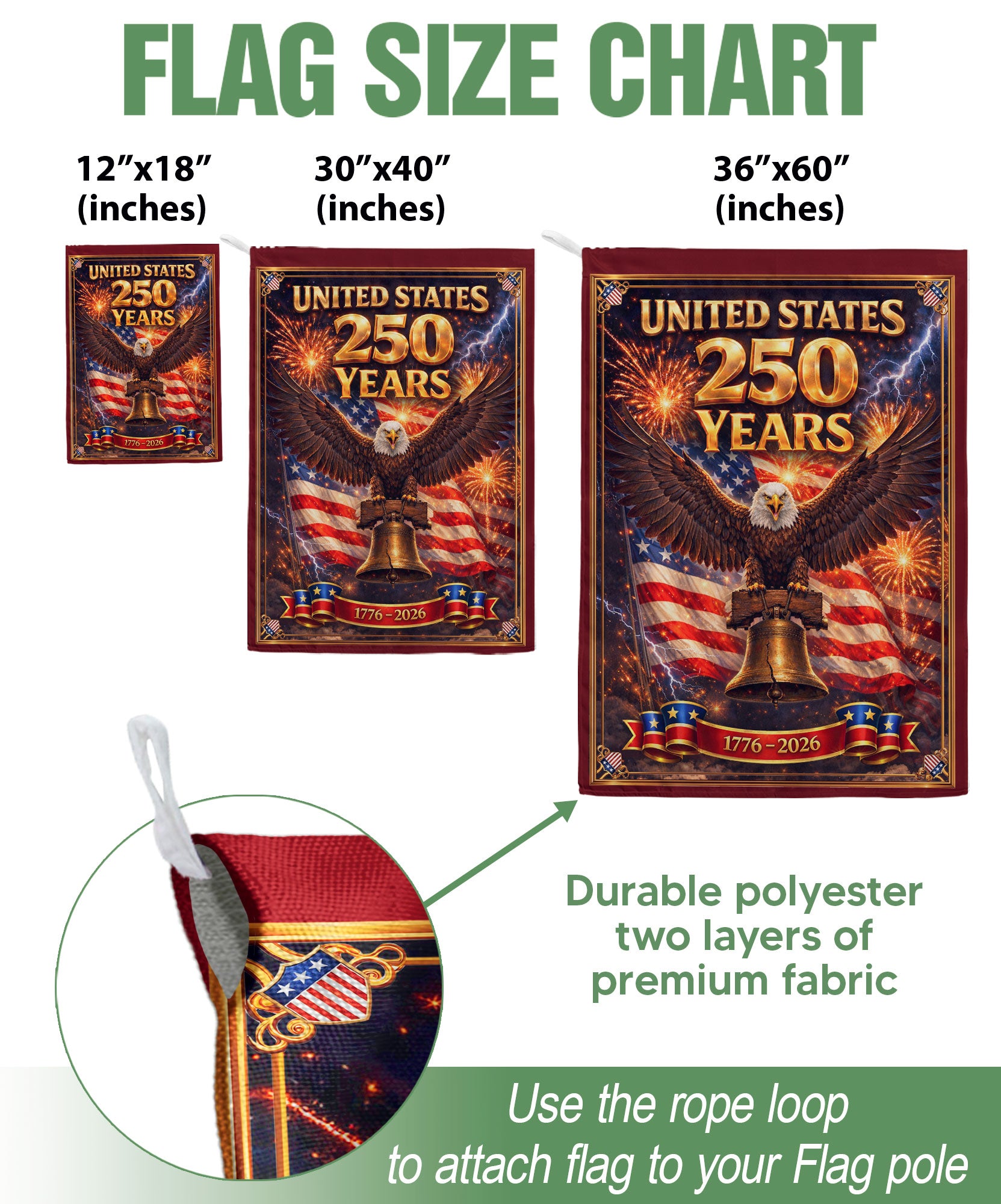 United States 250 Years House Flag - Majestic Eagle & Liberty Bell Patriotic Banner