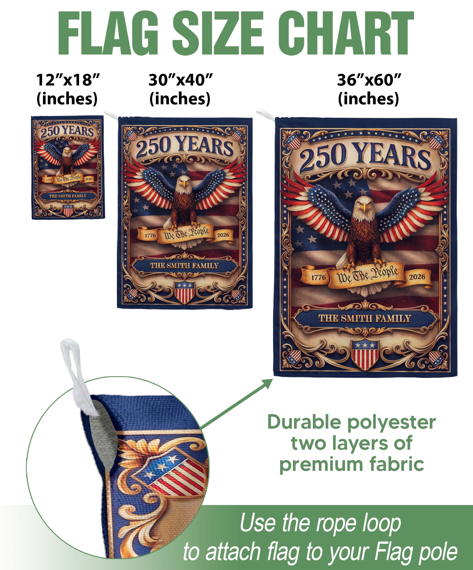 Custom Family Name 250 Years We The People Patriot Eagle Garden Flag Banner