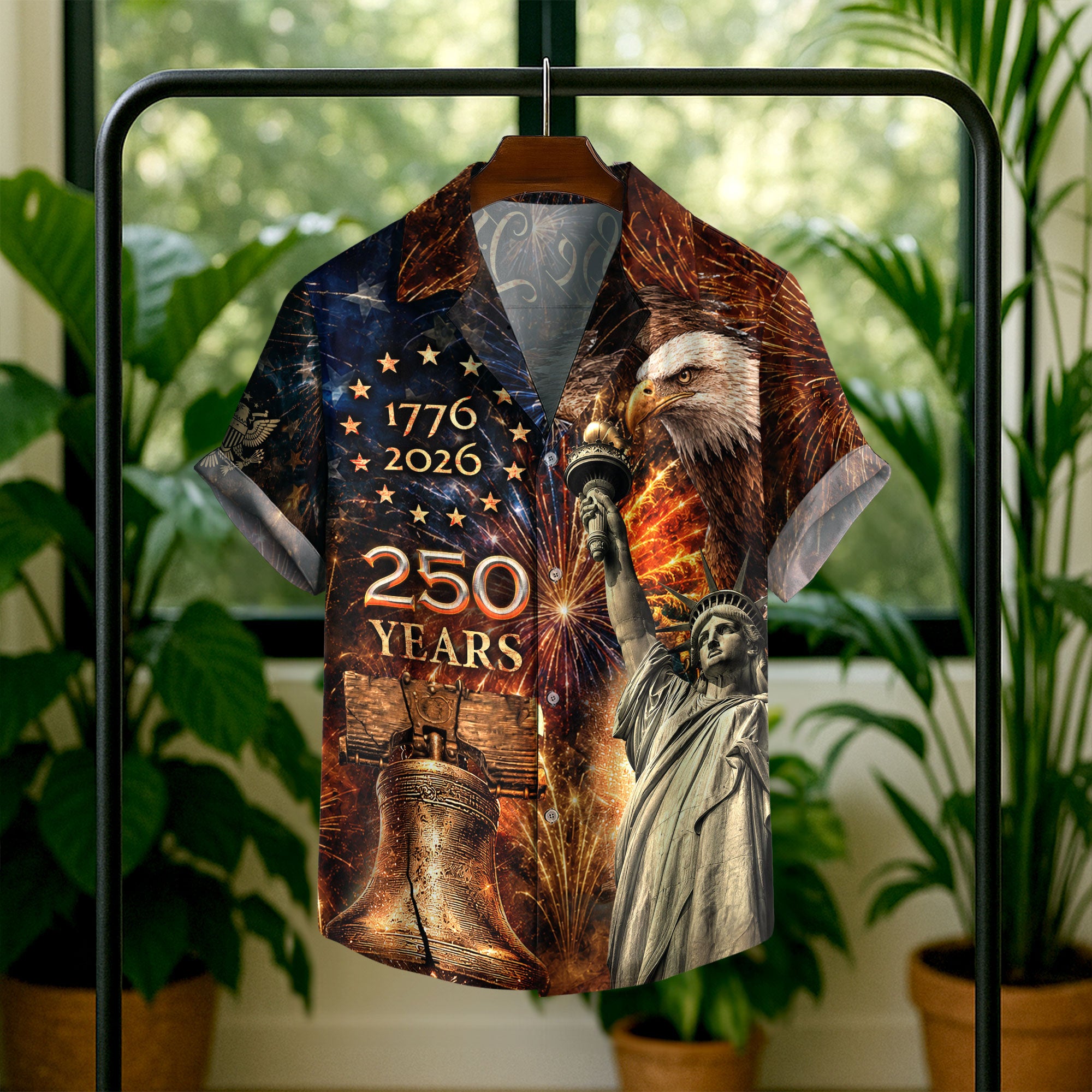 America 250th Anniversary Fireworks Hawaiian Shirt – Liberty & Eagle Tribute