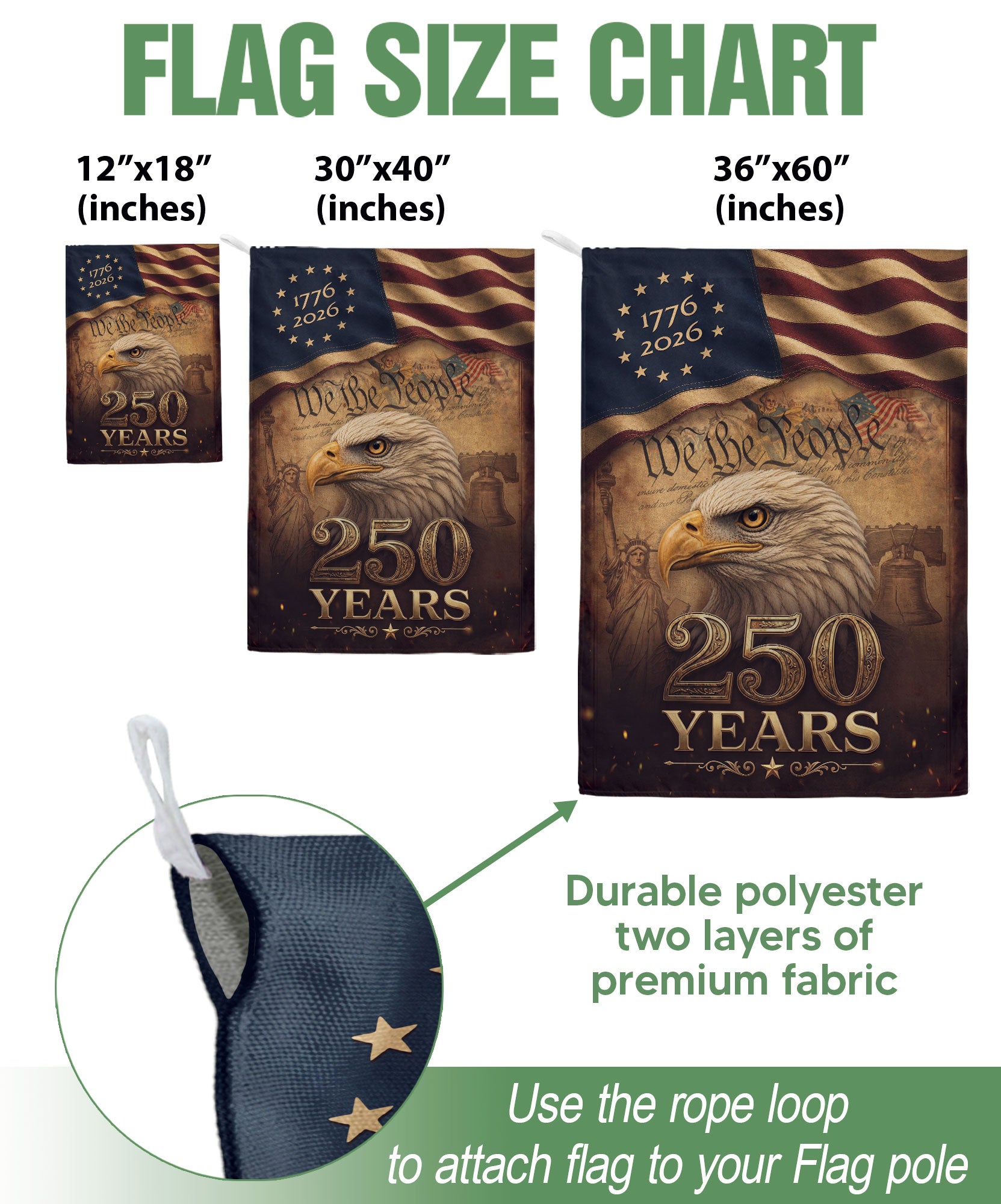 USA 250 Years Anniversary House Flag - Vintage Bald Eagle & Liberty Icons Banner