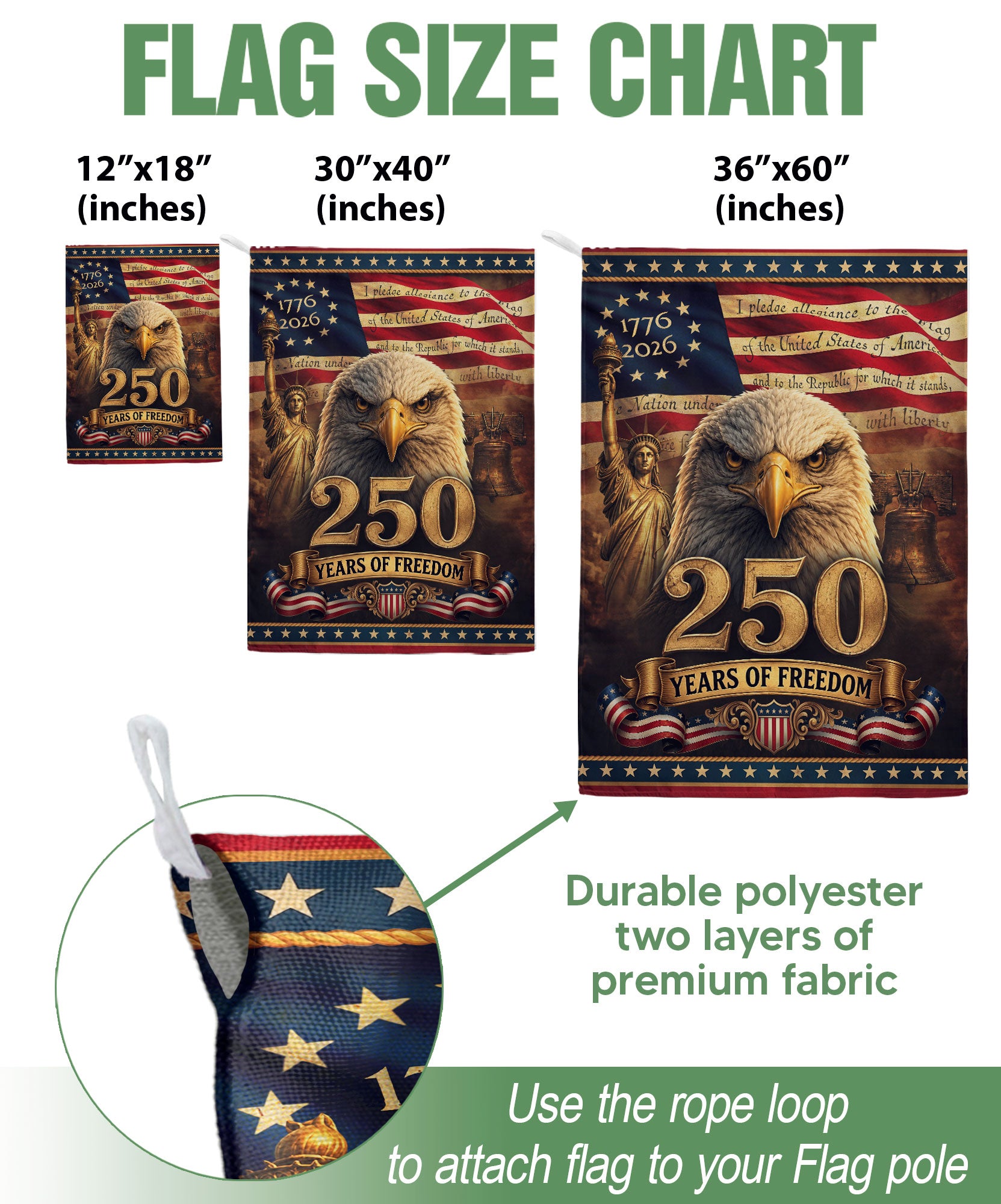 250th Anniversary Garden Flag - United States 1776-2026 Pledge of Allegiance Yard Decor