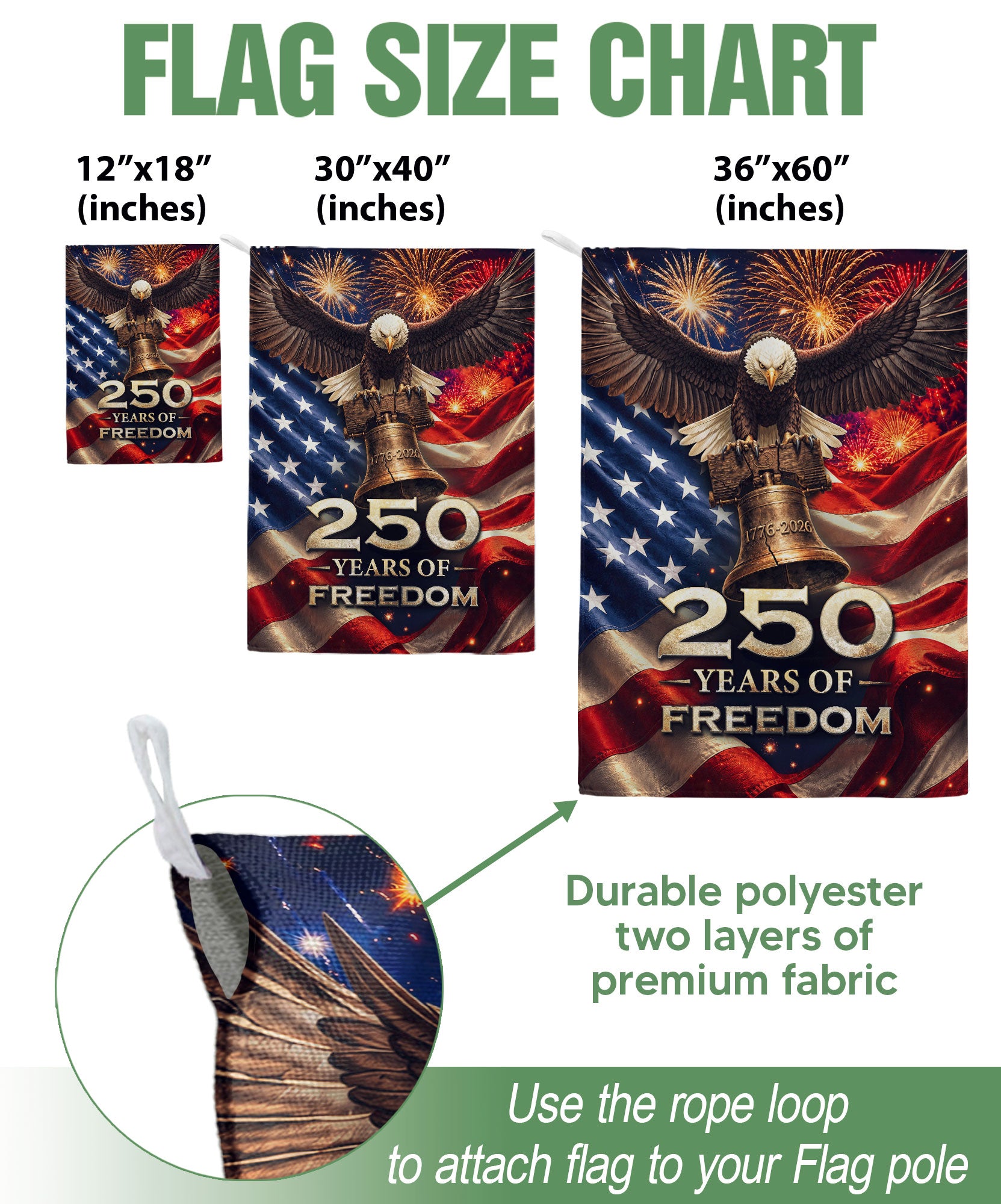 250 Years of Freedom Garden Flag American Eagle Patriotic Yard Decor USA