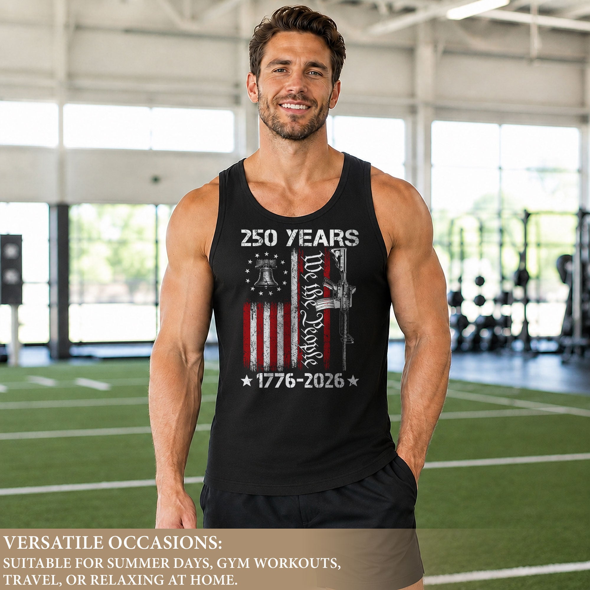 America Mens Tank Top 1776-2026 Patriotic 2nd Amendment Rights We The People