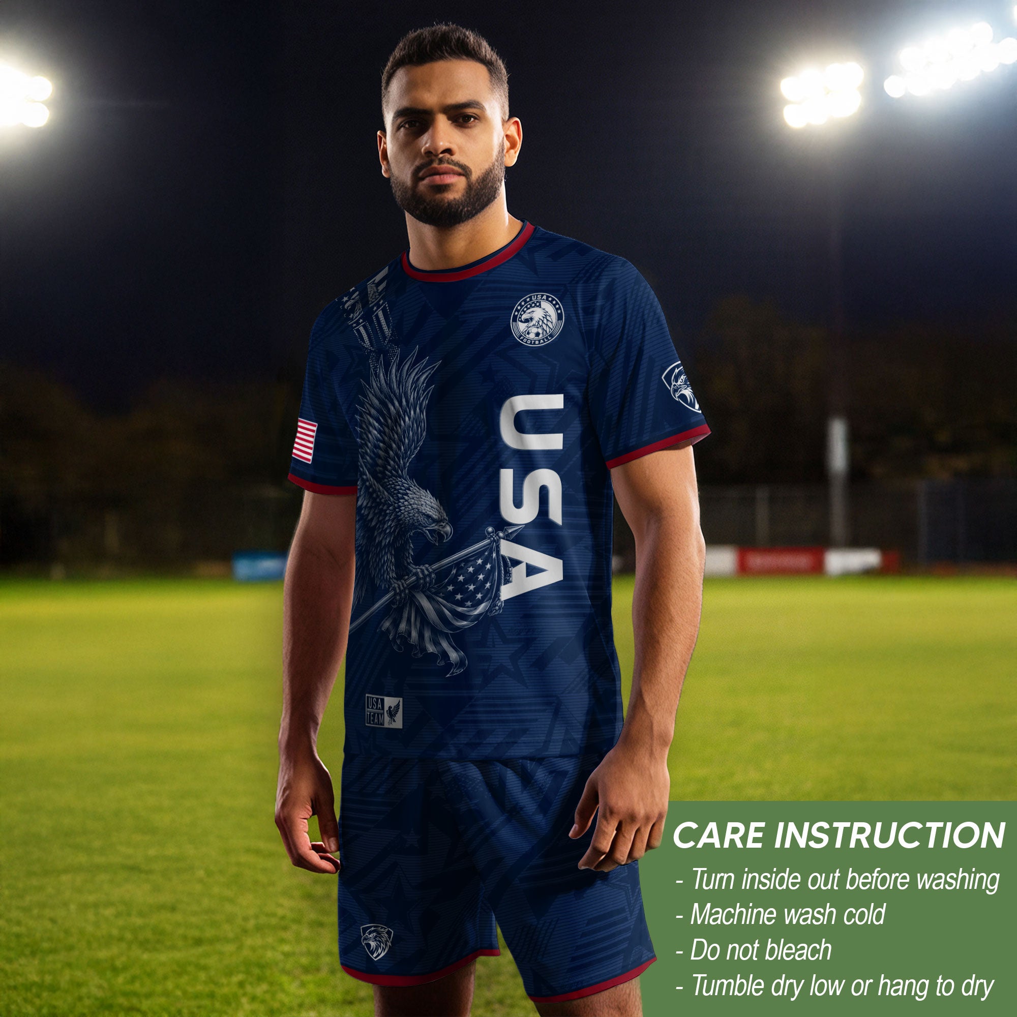 Patriotic Eagle Adult USA Soccer Jersey Navy Blue Shirt United States Football Tee