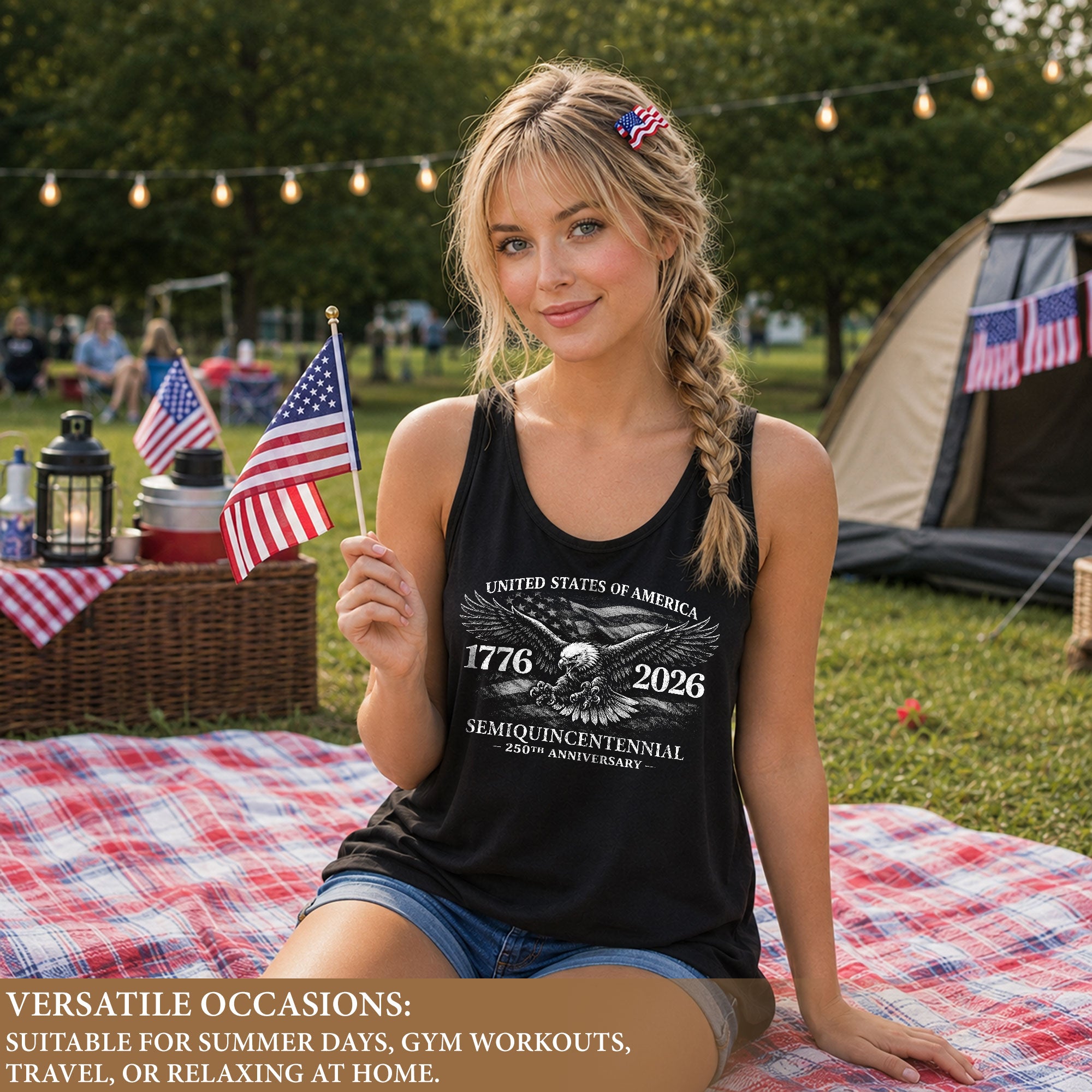 United States 250th Anniversary Tank Top Women Eagle Flag Patriotic 1776-2026 Shirt
