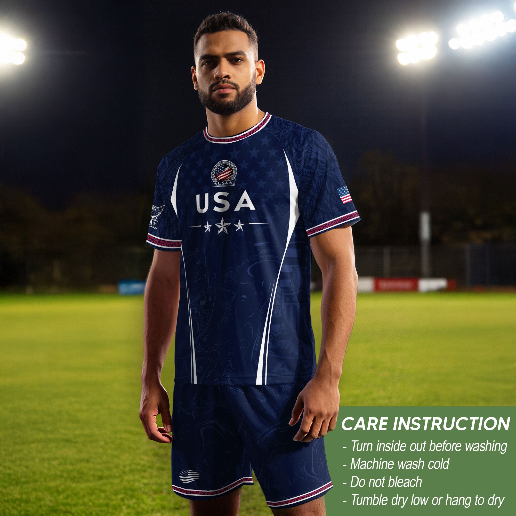 Navy Blue USA Soccer Jersey Patriotic Eagle Football Shirt American Pride Sports Fan Apparel for Men