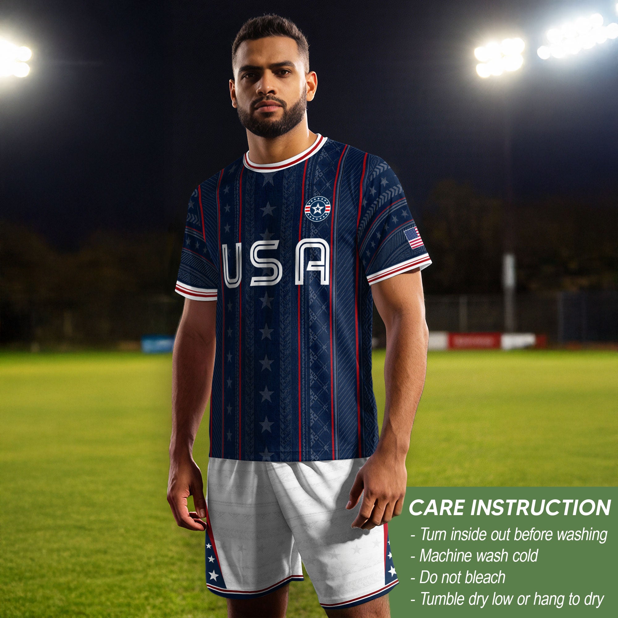 Navy USA Soccer Jersey American Pride Graphic Stripe Soccer Shirt Patriotic Fan Gear