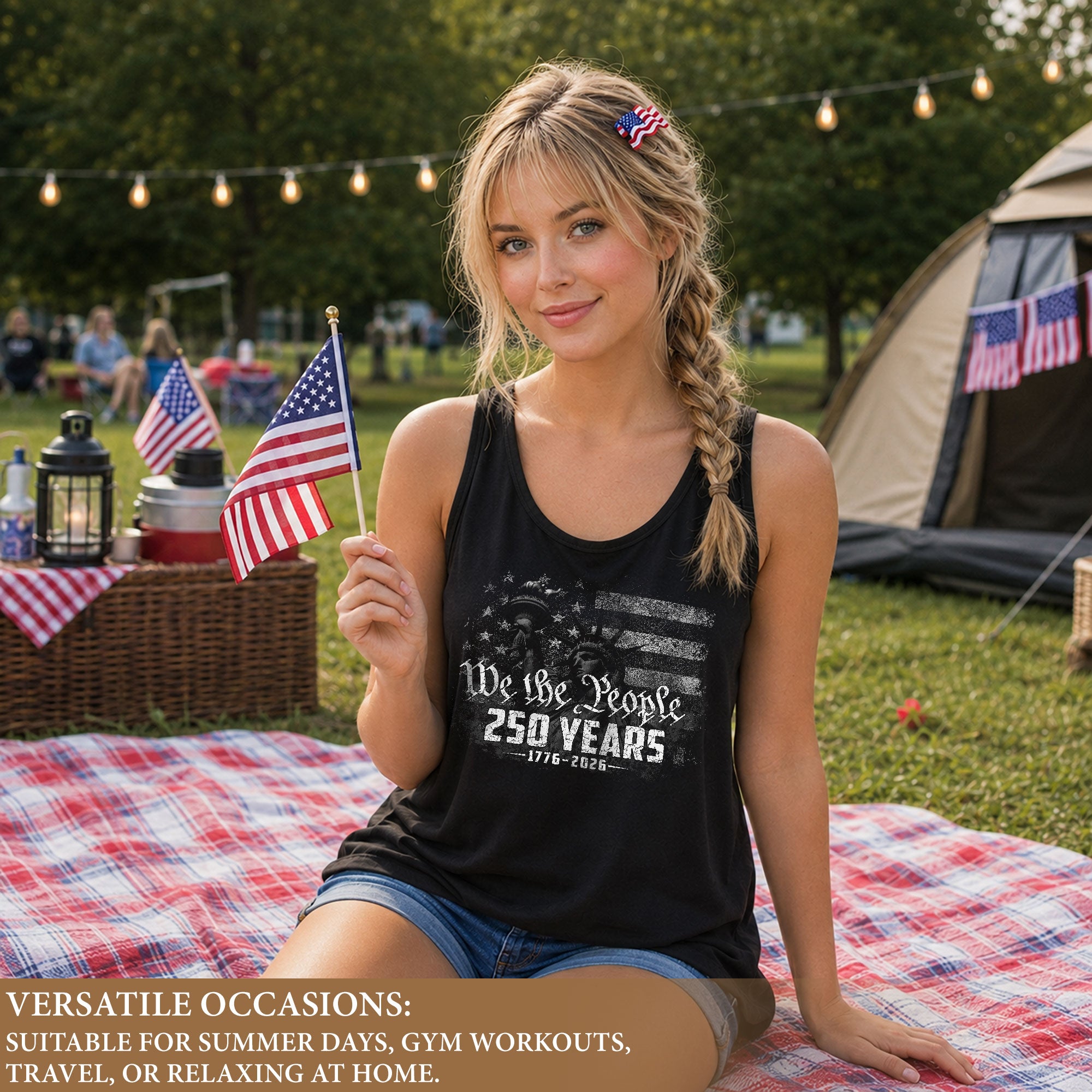 We The People 250 Years Tank Top Women 1776-2026 Statue of Liberty Patriotic Shirt