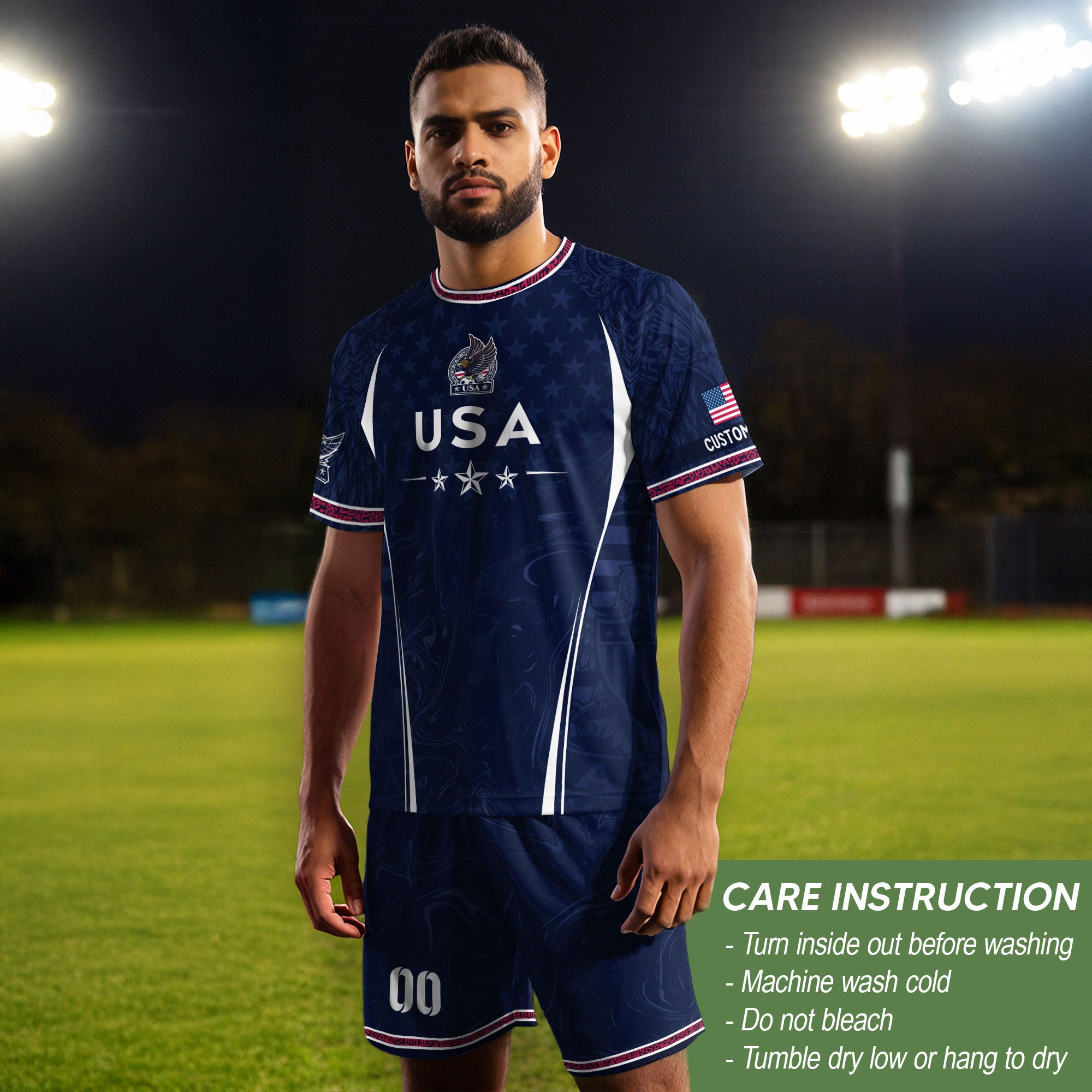 Men Athletic Sport T Shirt Outfits Personalized Custom Name USA Stars Soccer Jersey