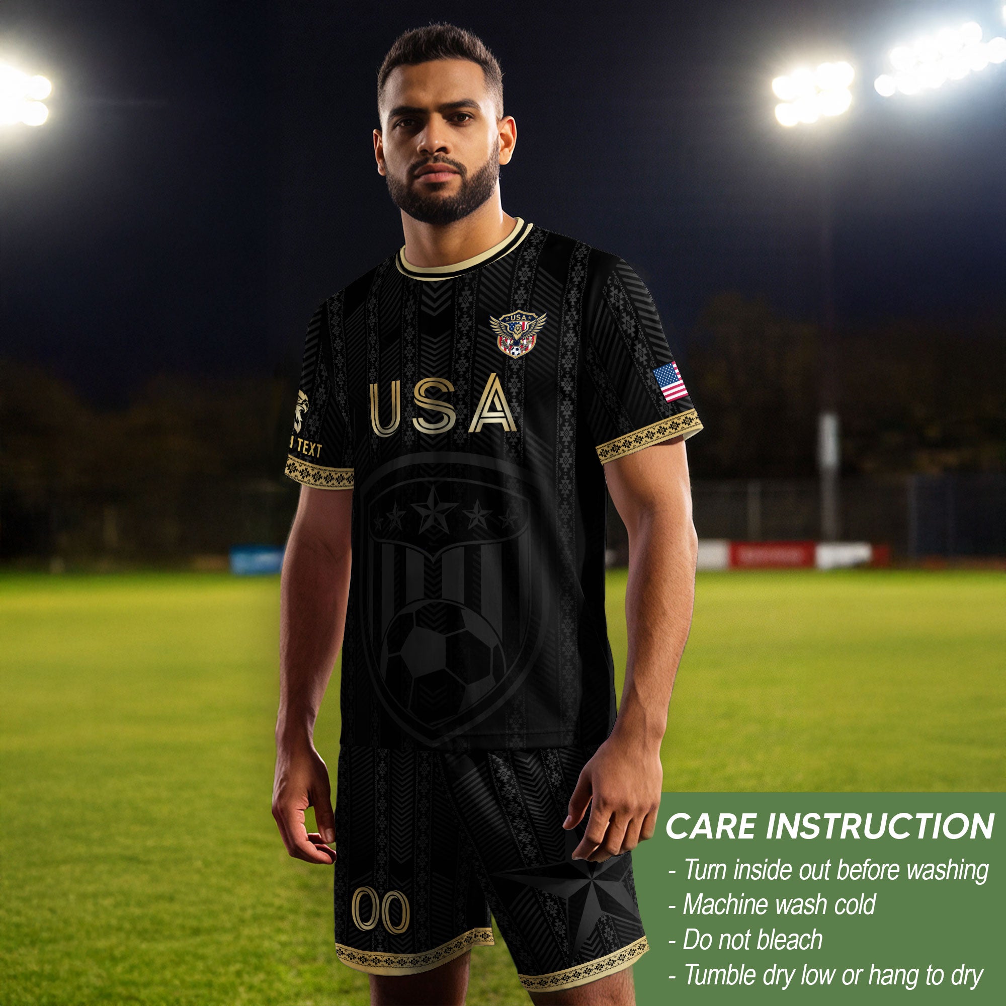 USA Soccer Jersey Style Men Athletic T Shirt Outfits Personalized Custom Name Tee