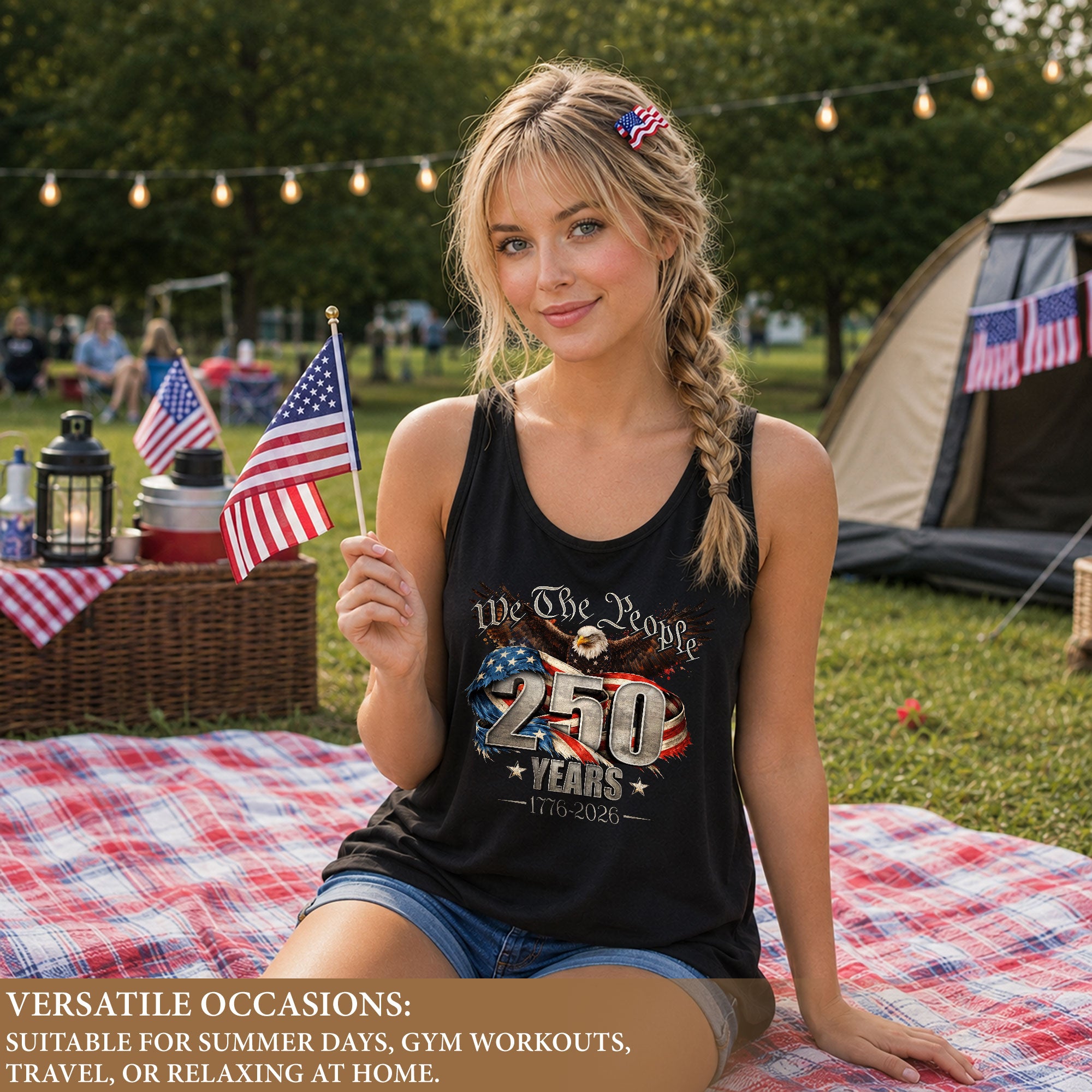 We the People 250 Years Eagle Tank Top | Patriotic 1776-2026 Flag Women Shirt