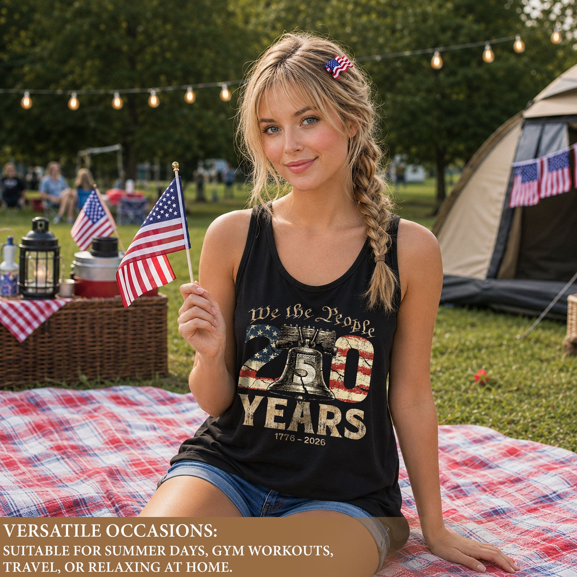 We the People 250 Years Liberty Bell Tank Top | Patriotic 1776-2026 Women Shirt