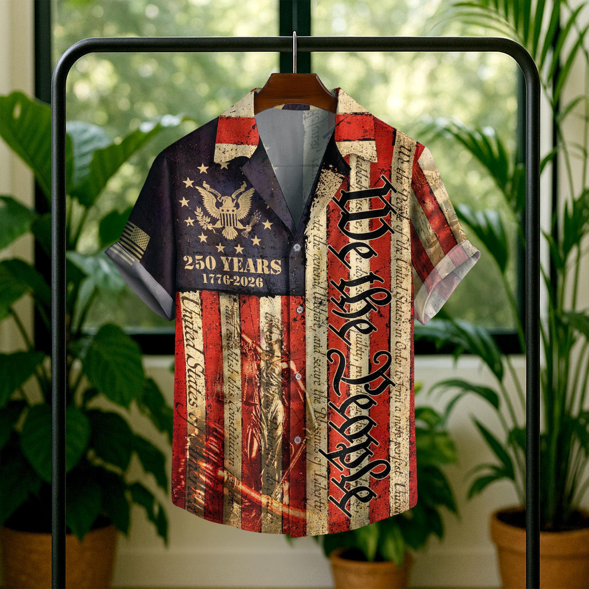 Hawaiian Shirt We The People Vintage US Flag 250th Anniversary Patriotic