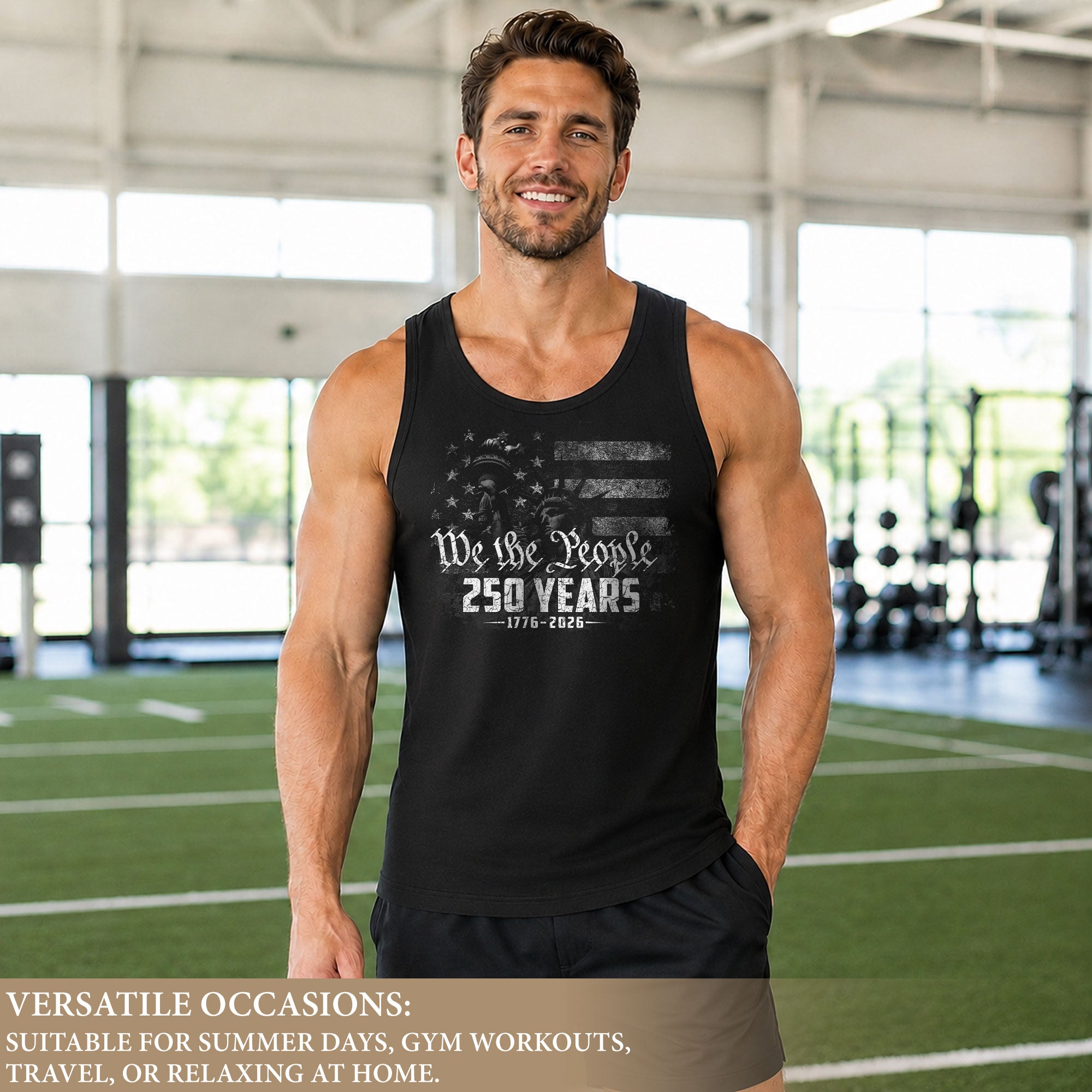 USA 1776-2026 Mens Tank Top Patriotic 250 Years Liberty Vintage American Flag