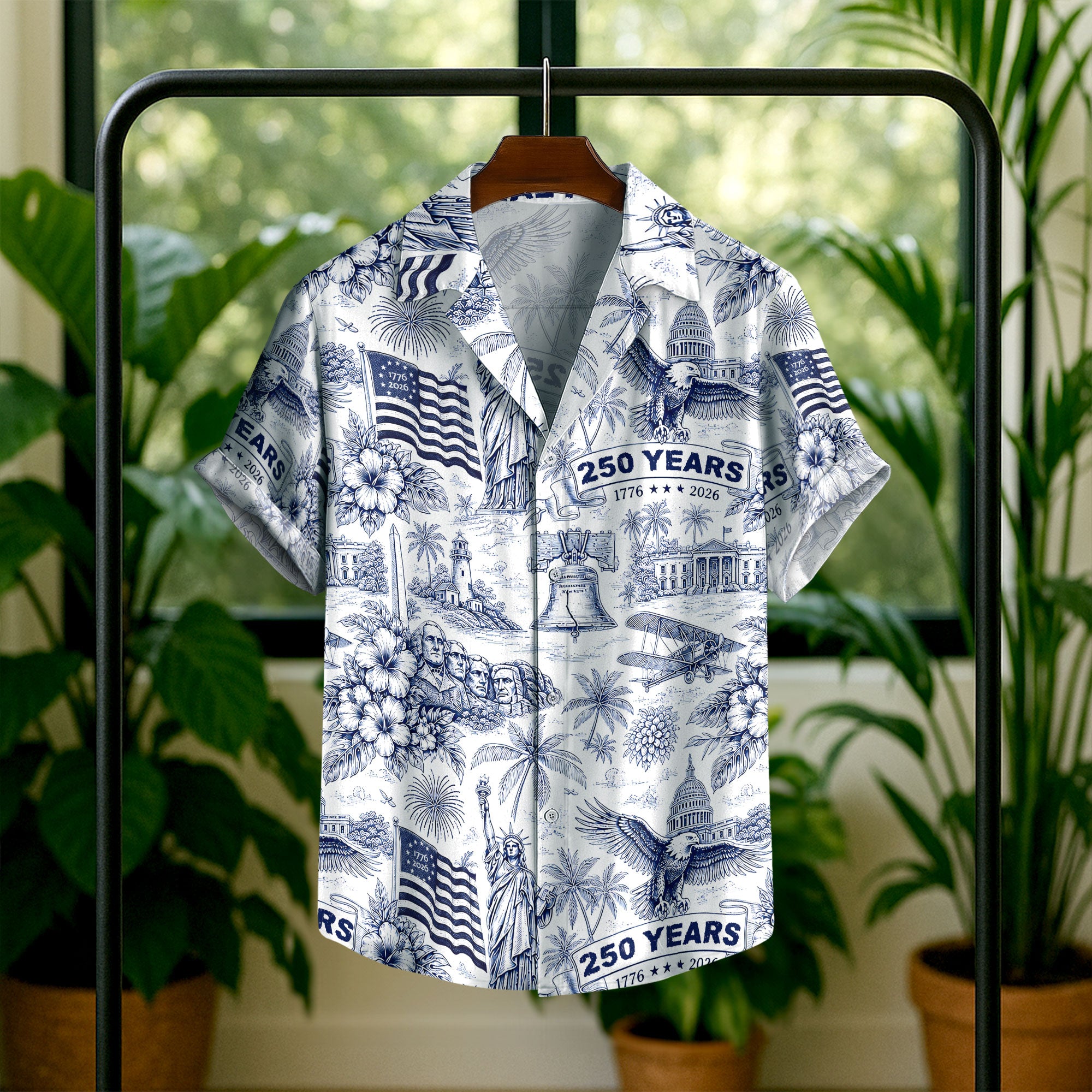 Hawaiian Shirt 250th Anniversary Vintage Patriotic White Toile All Over Print