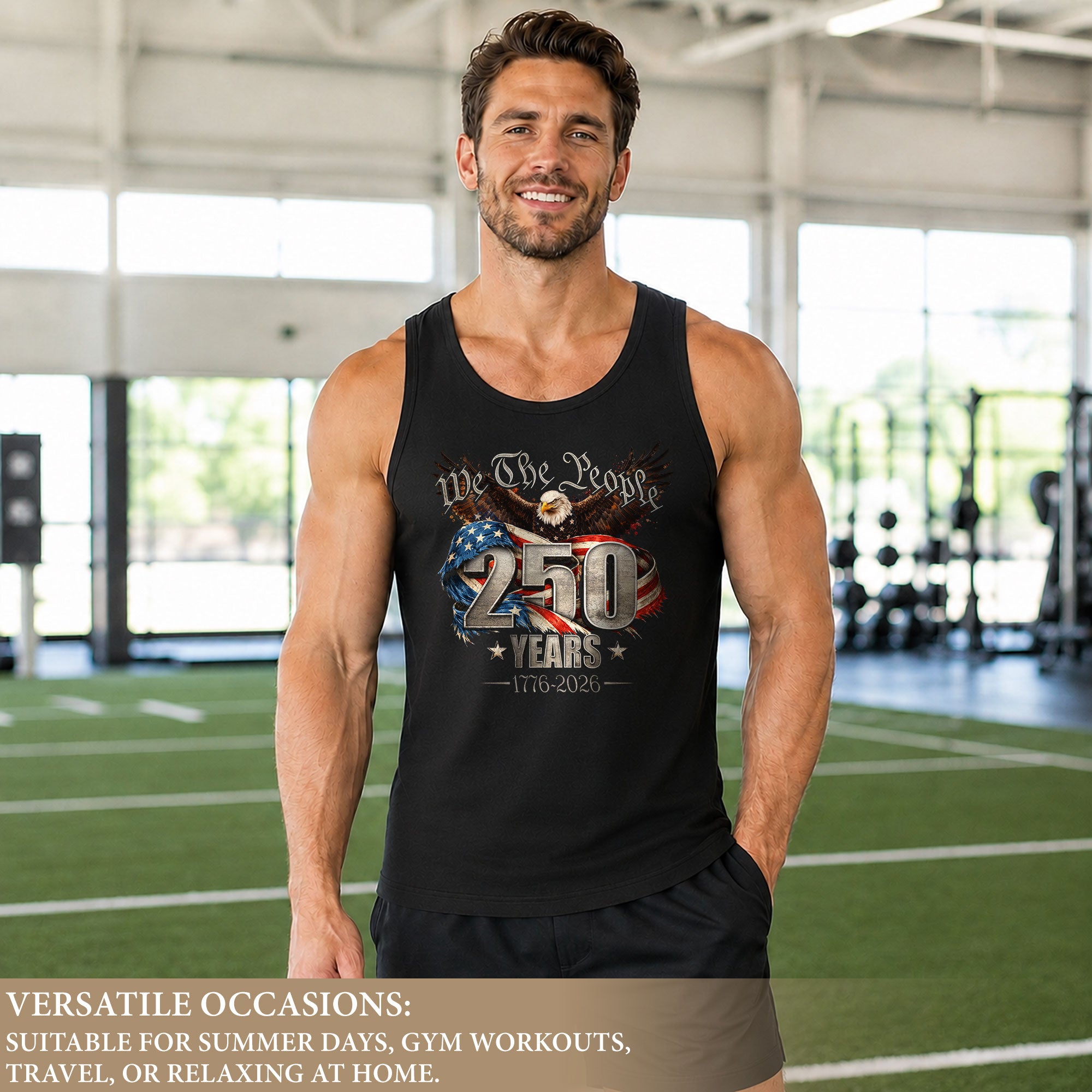 We The People Eagle Tank Top 1776-2026 Patriotic Vintage Men Graphic Shirt