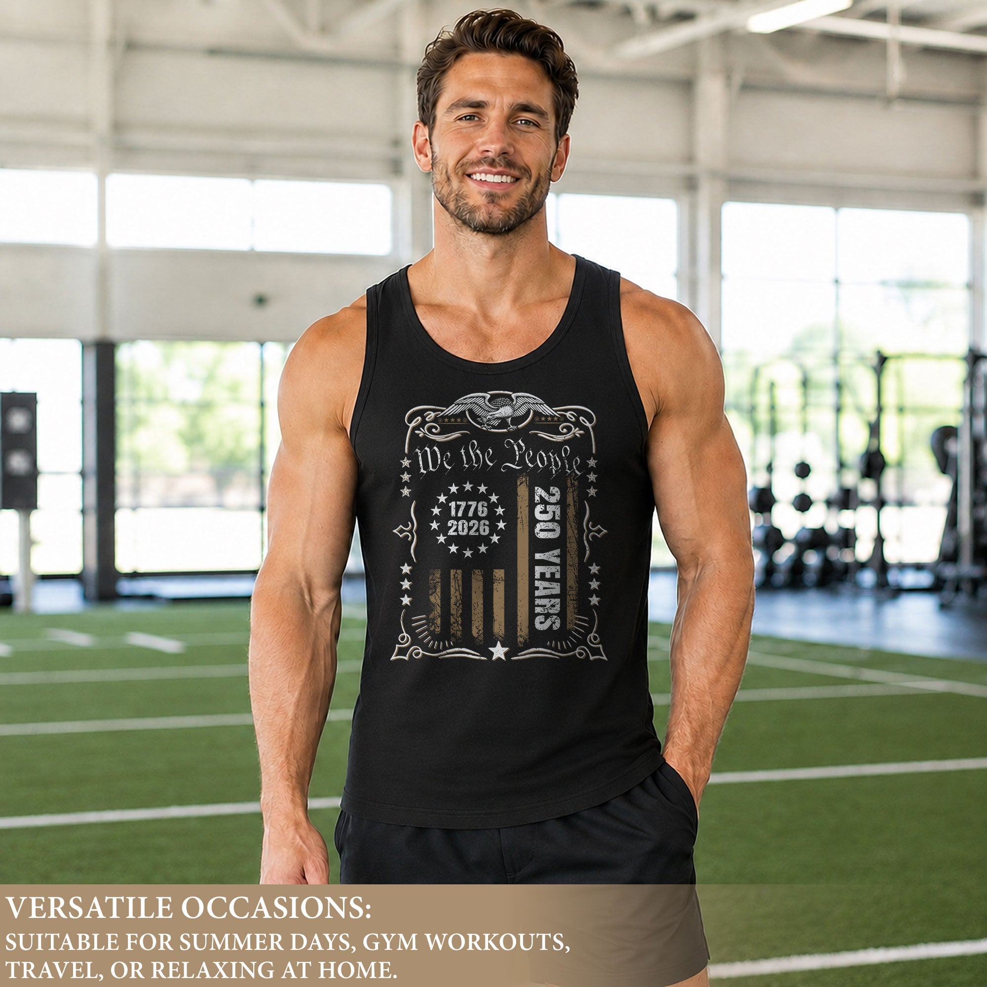 We The People Flag Tank Top 1776-2026 Patriotic Vintage Men Graphic Shirt