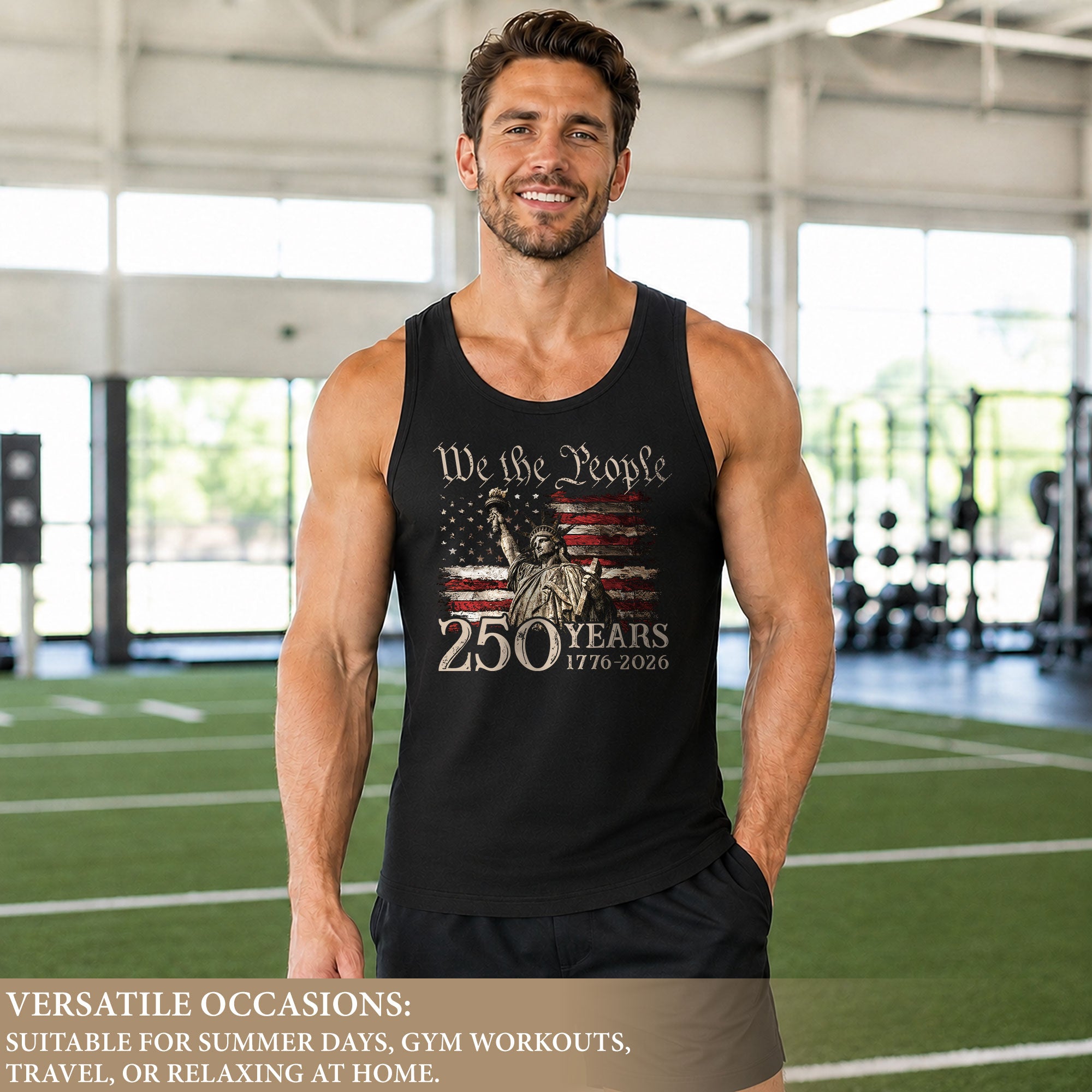USA 250th Anniversary Men Tank Top Patriotic We The People Statue Of Liberty 1776-2026 Shirt