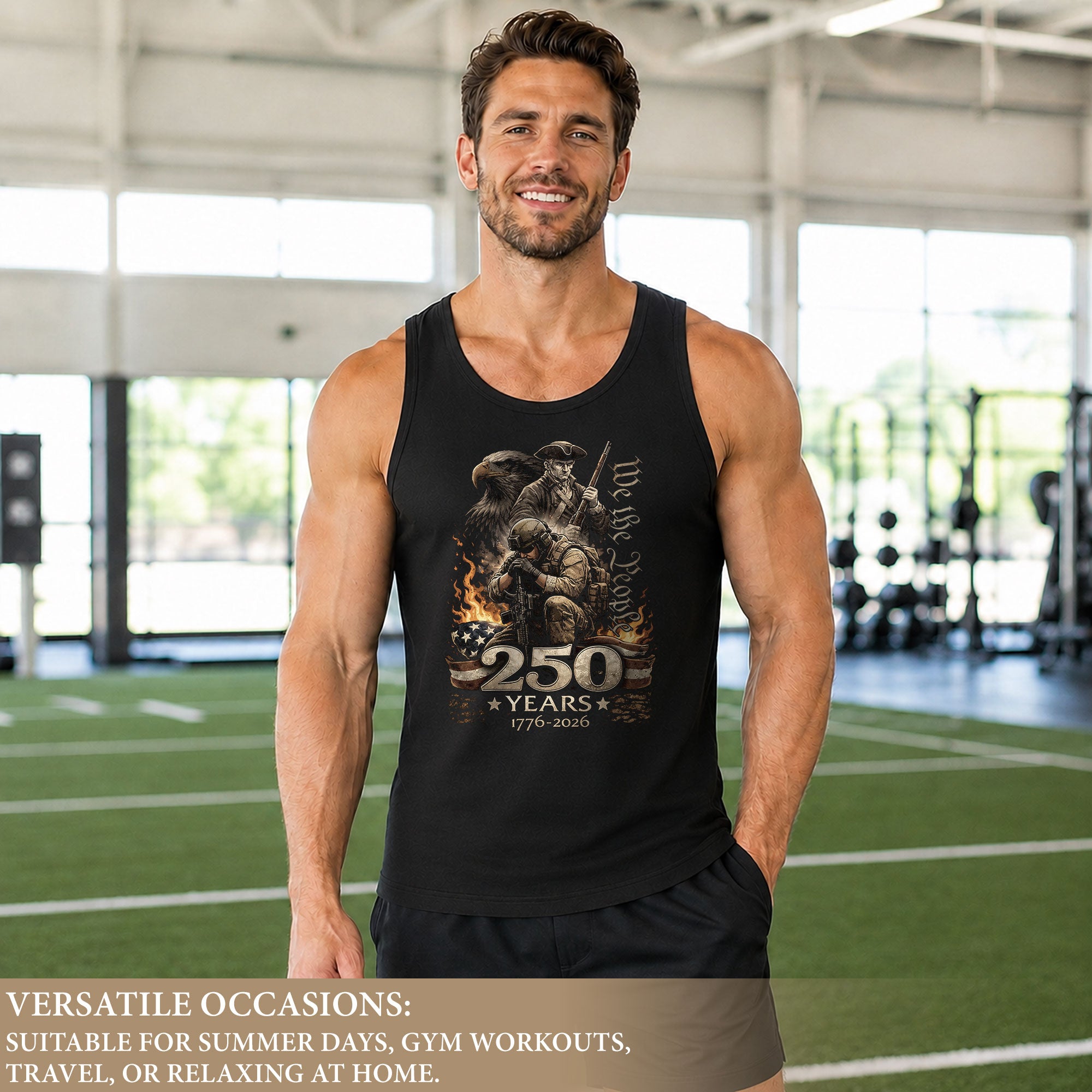 Independence 1776-2026 Men Tank Top Patriotic 250 Years Soldier We The People Veteran Shirt