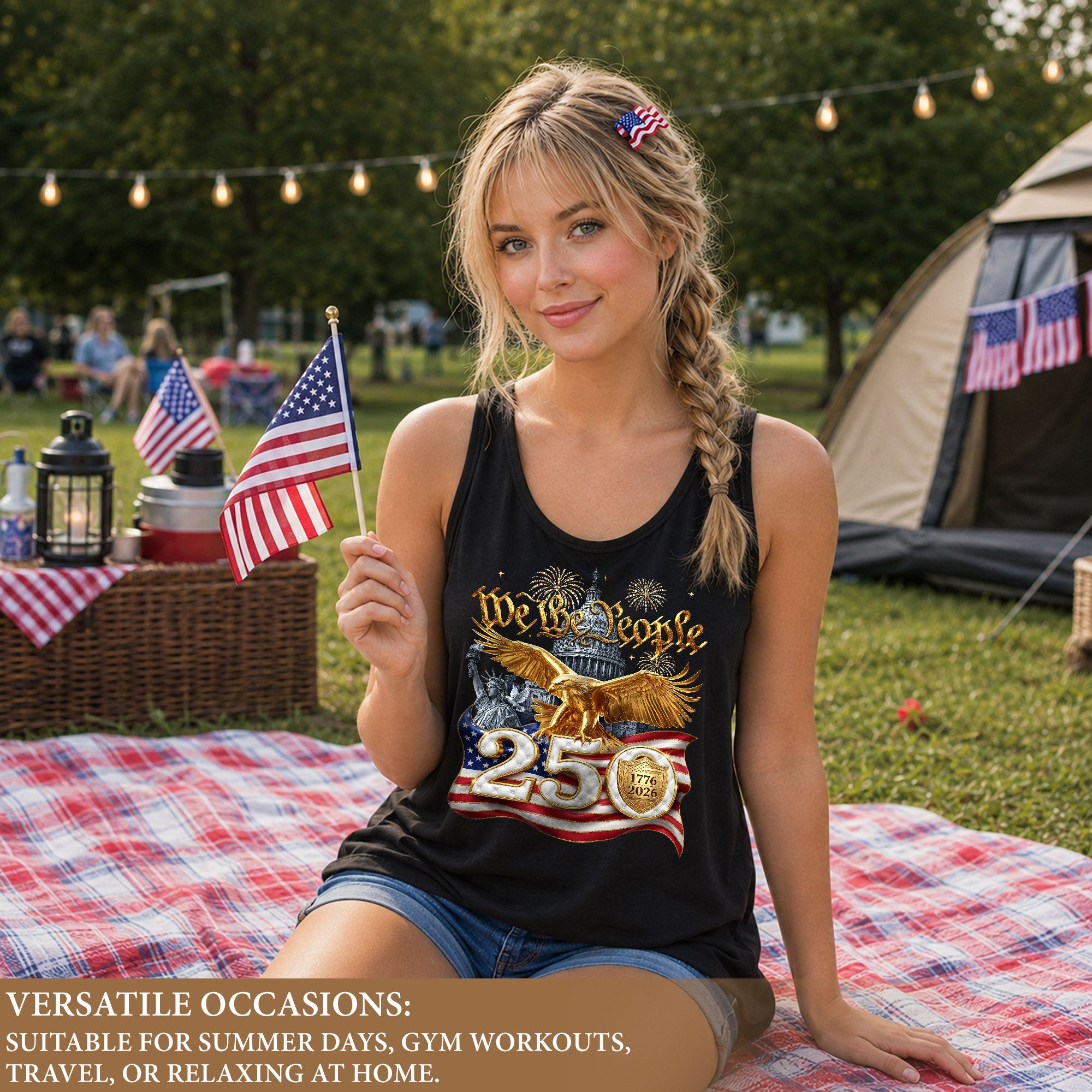 We The People Tank Top Women Patriotic US 1776 2026 Eagle 250th Anniversary Shirt