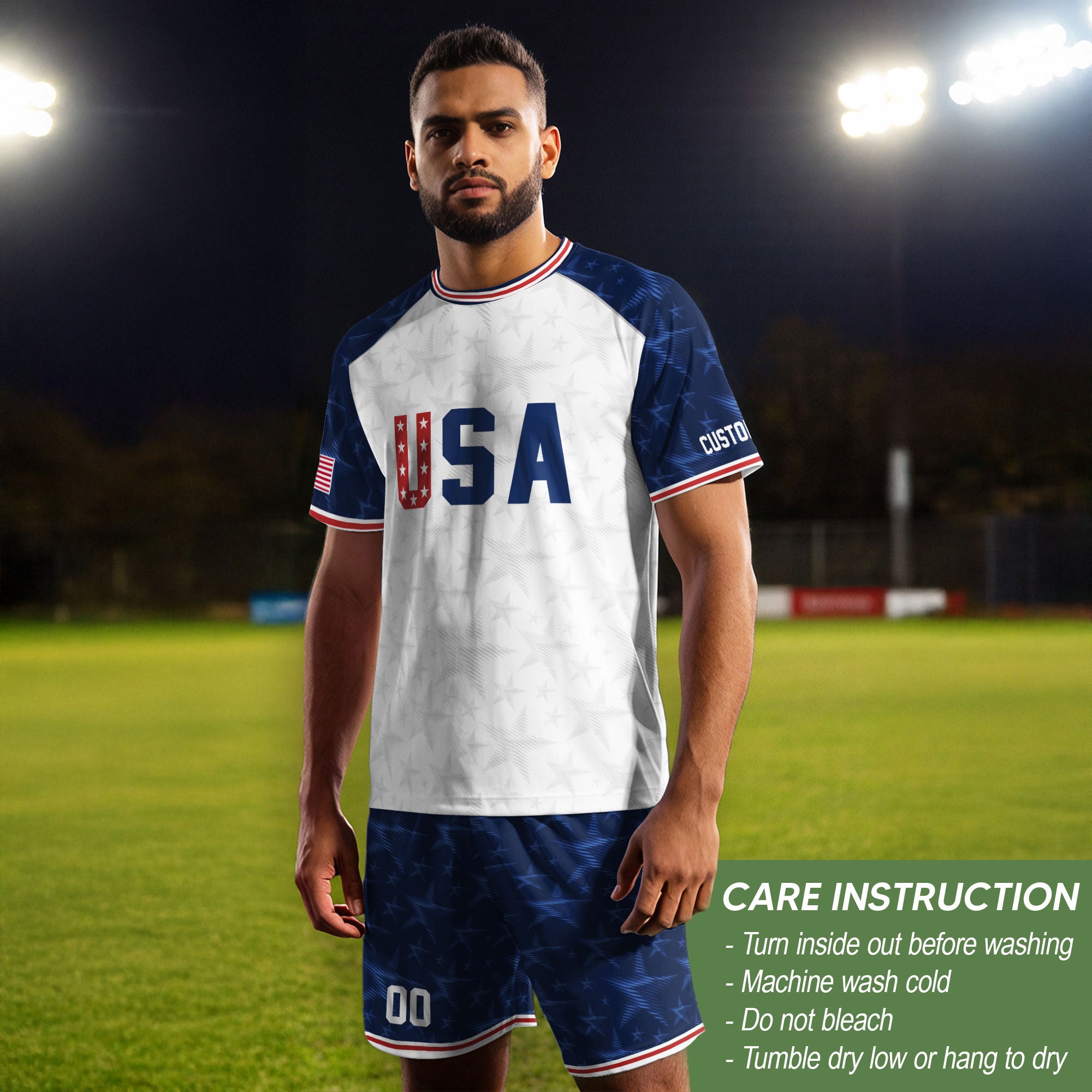 Personalized USA Soccer Jersey Custom Name Number Patriotic Outdoor Sportswear Clothing