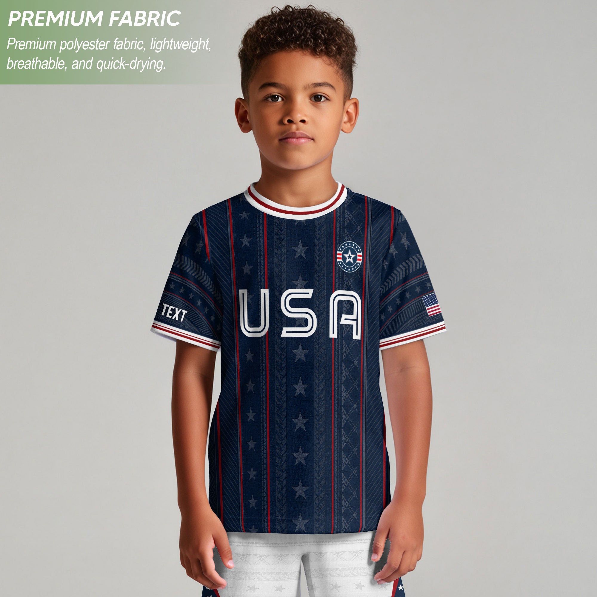 Custom Navy Blue and White USA Soccer Jersey Set Kid Personalized Name Number