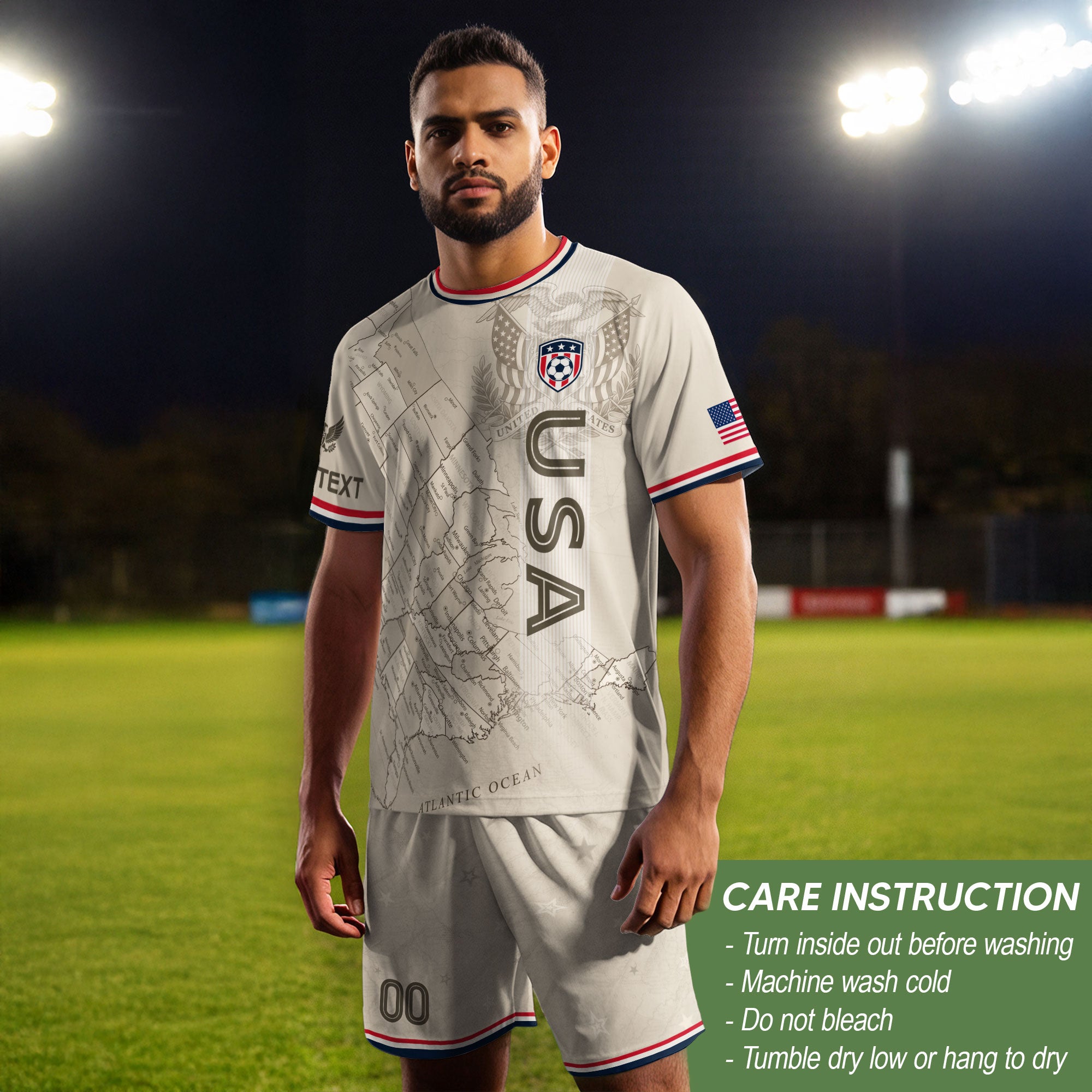 Personalized USA Soccer Jersey Custom Name Number Vintage Map Athletic Training Top