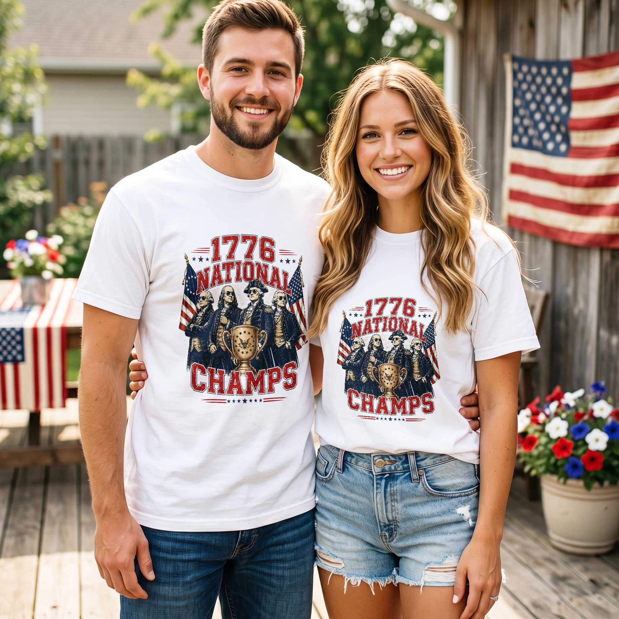 National Champs Shirt Vintage 1776 Patriotic Graphic Tee Proud American Style Top