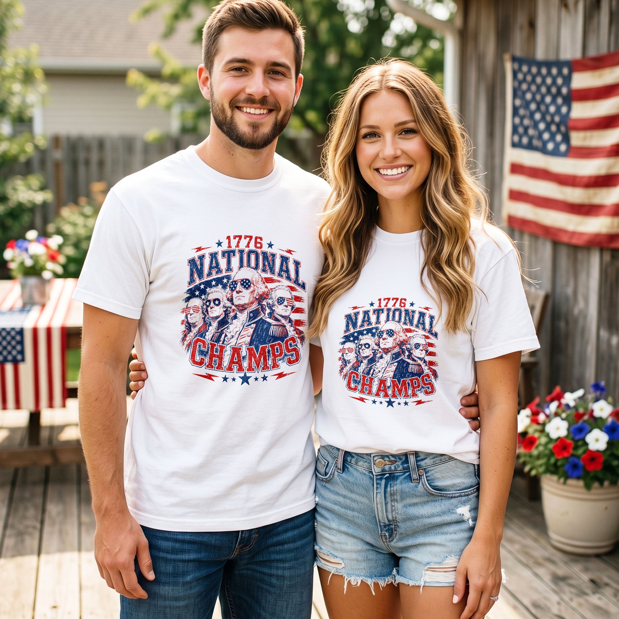 Vintage 1776 National Champs Graphic T Shirt Patriotic Cotton Tee Unique Design Style