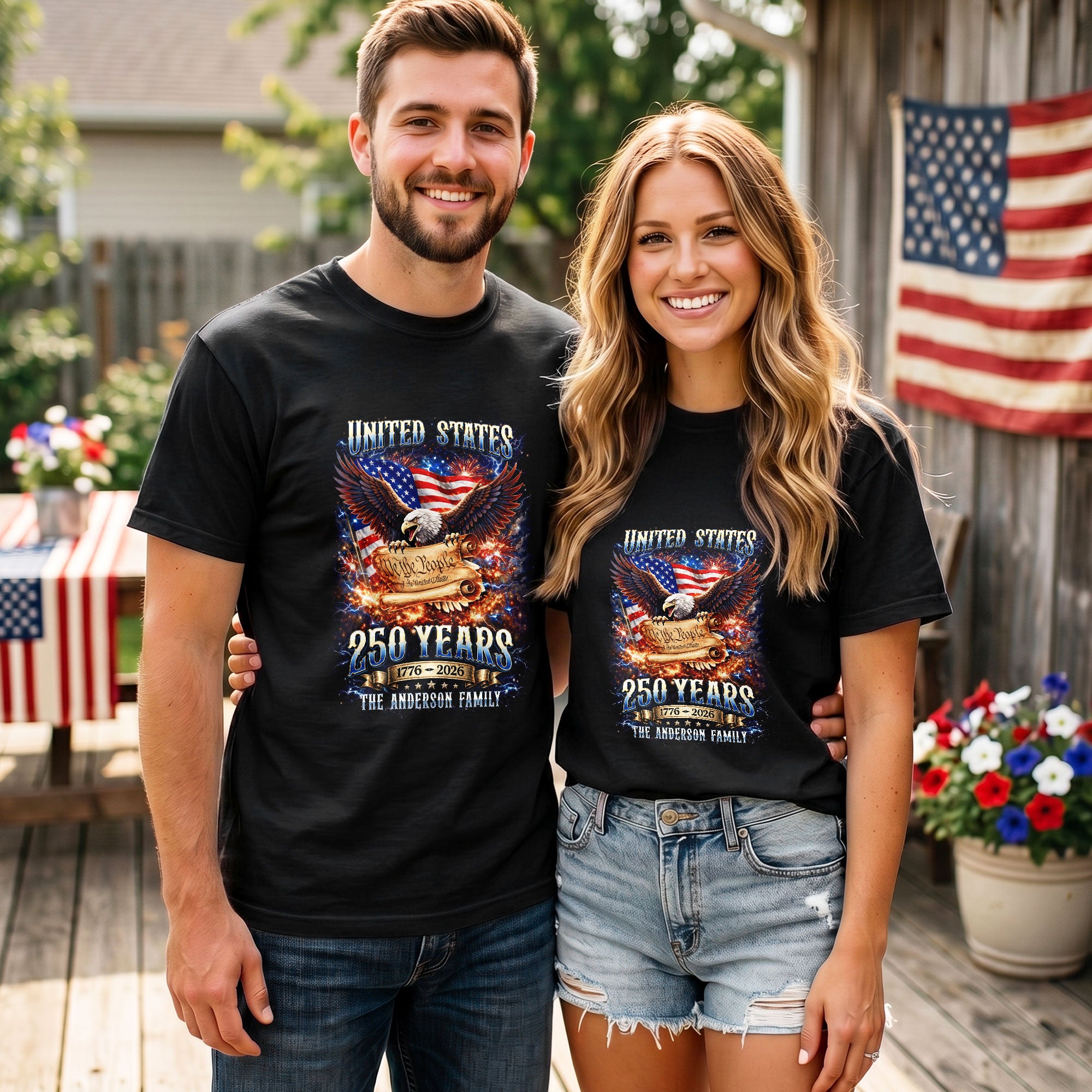 United States 250th Anniversary Shirts Personalized Custom Family Name Group Apparel