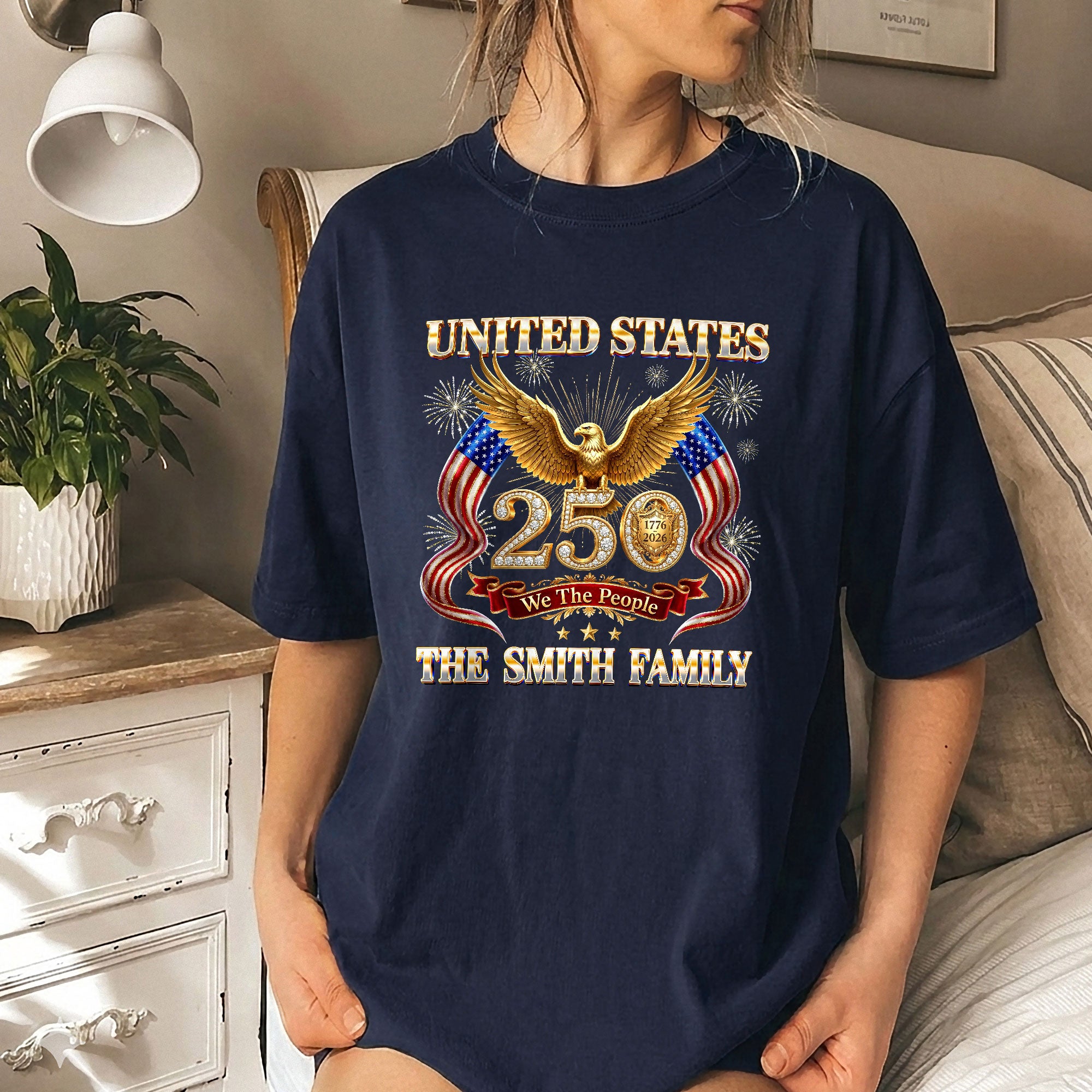 Golden Eagle Holiday Graphic Tee Customized Custom Family Name United States Group Shirts
