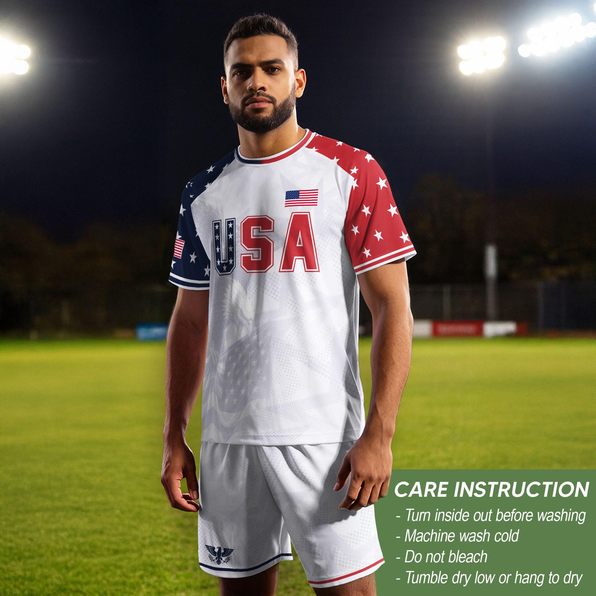 USA Soccer Jersey Adult Patriotic Eagle Shirt American National Football Team Tee - Rust Field Wear