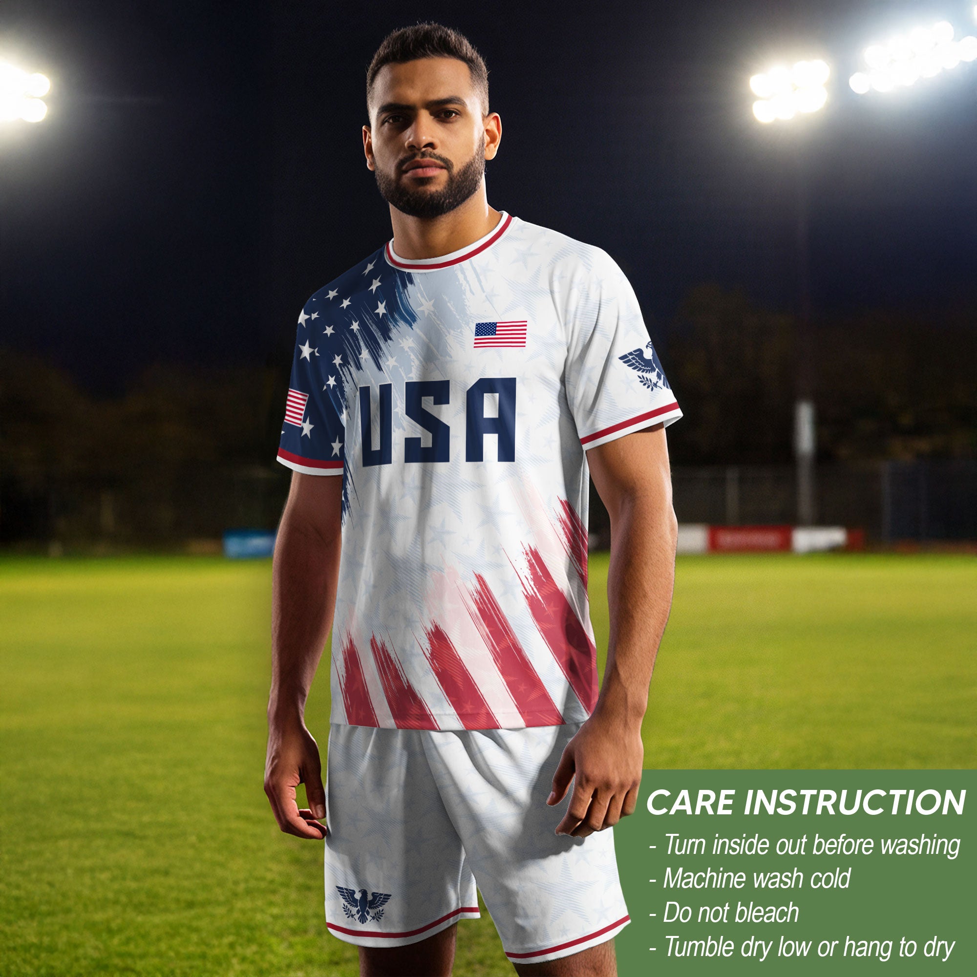 USA Soccer Jersey Adult Patriotic Eagle Athletic Shirt United States Soccer Tee - Rust Field Wear