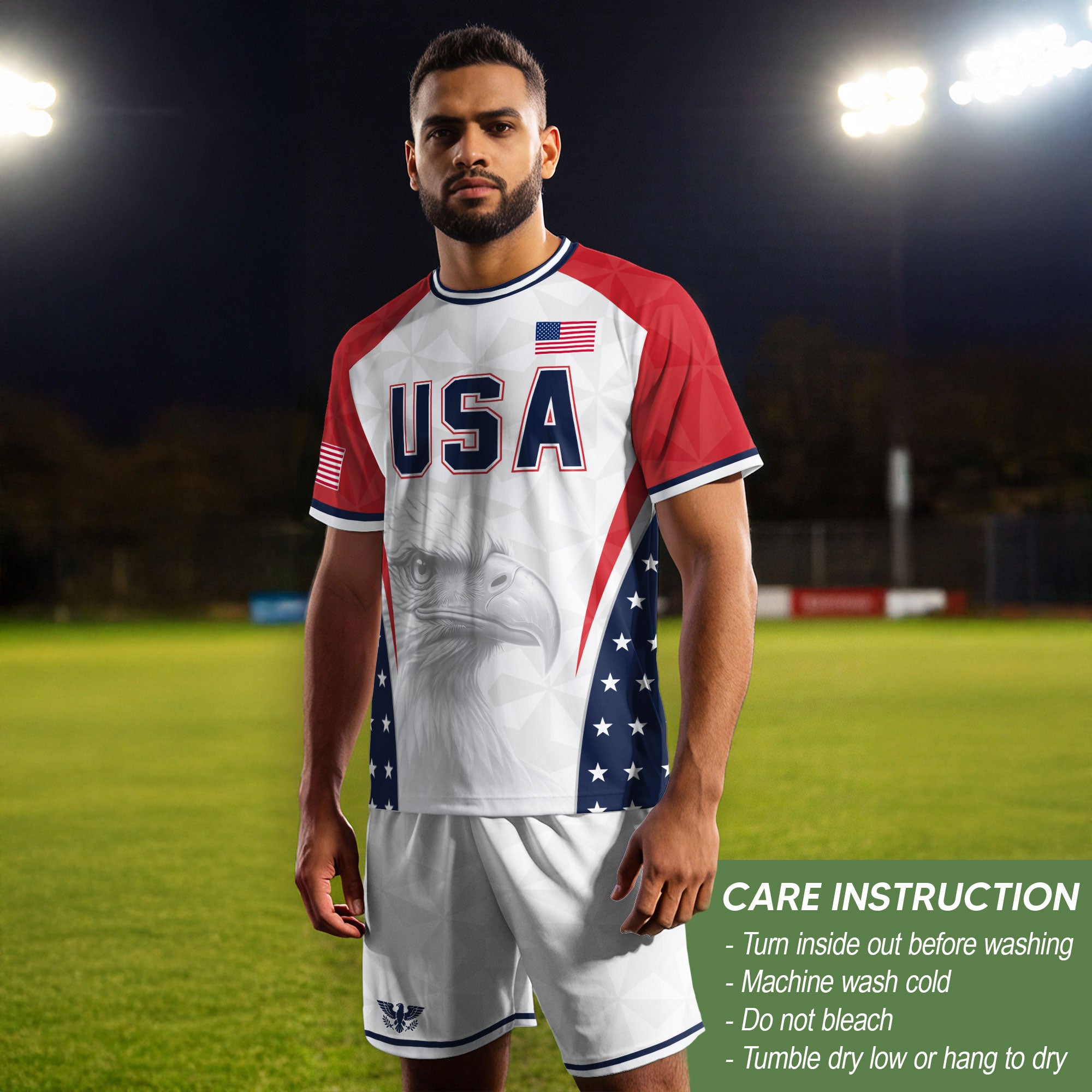 USA Soccer Jersey Adult United States Patriotic Eagle Shirt American Football Tee - Rust Field Wear